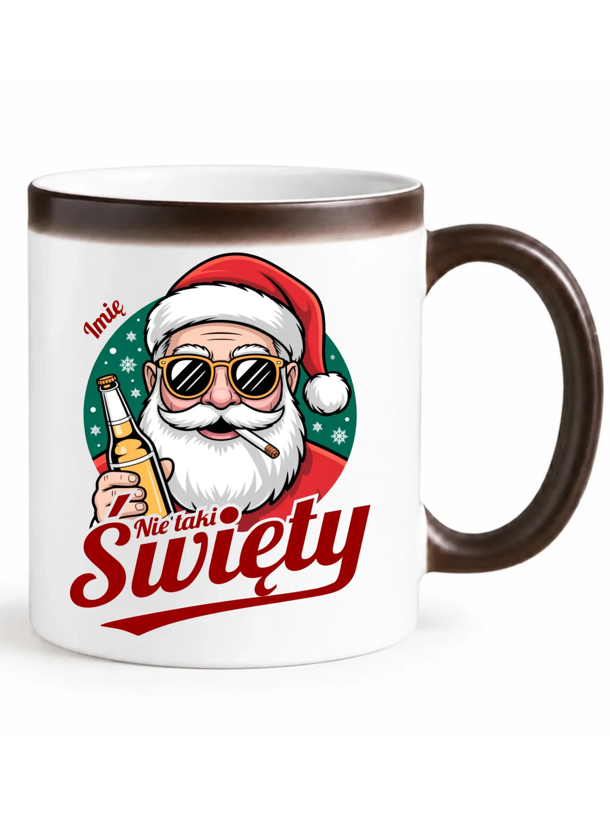Kubek magiczny świąteczny - Mikołaj nie taki święty - personalizowany BN80
