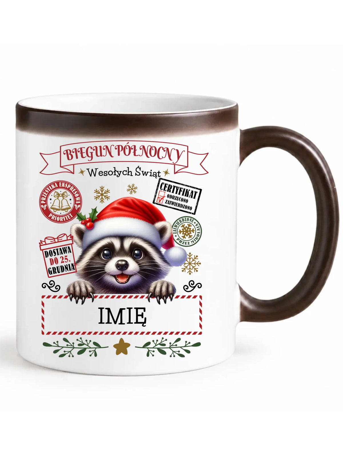 Kubek magiczny świąteczny - Szop Paczka od Mikołaja - personalizowany BN145
