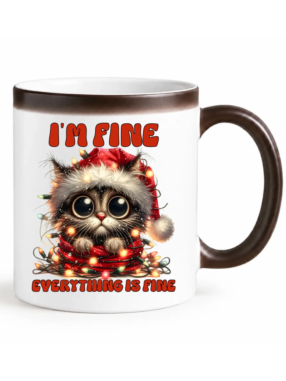 Kubek magiczny świąteczny - Kotek I'm fine everything is fine BN67