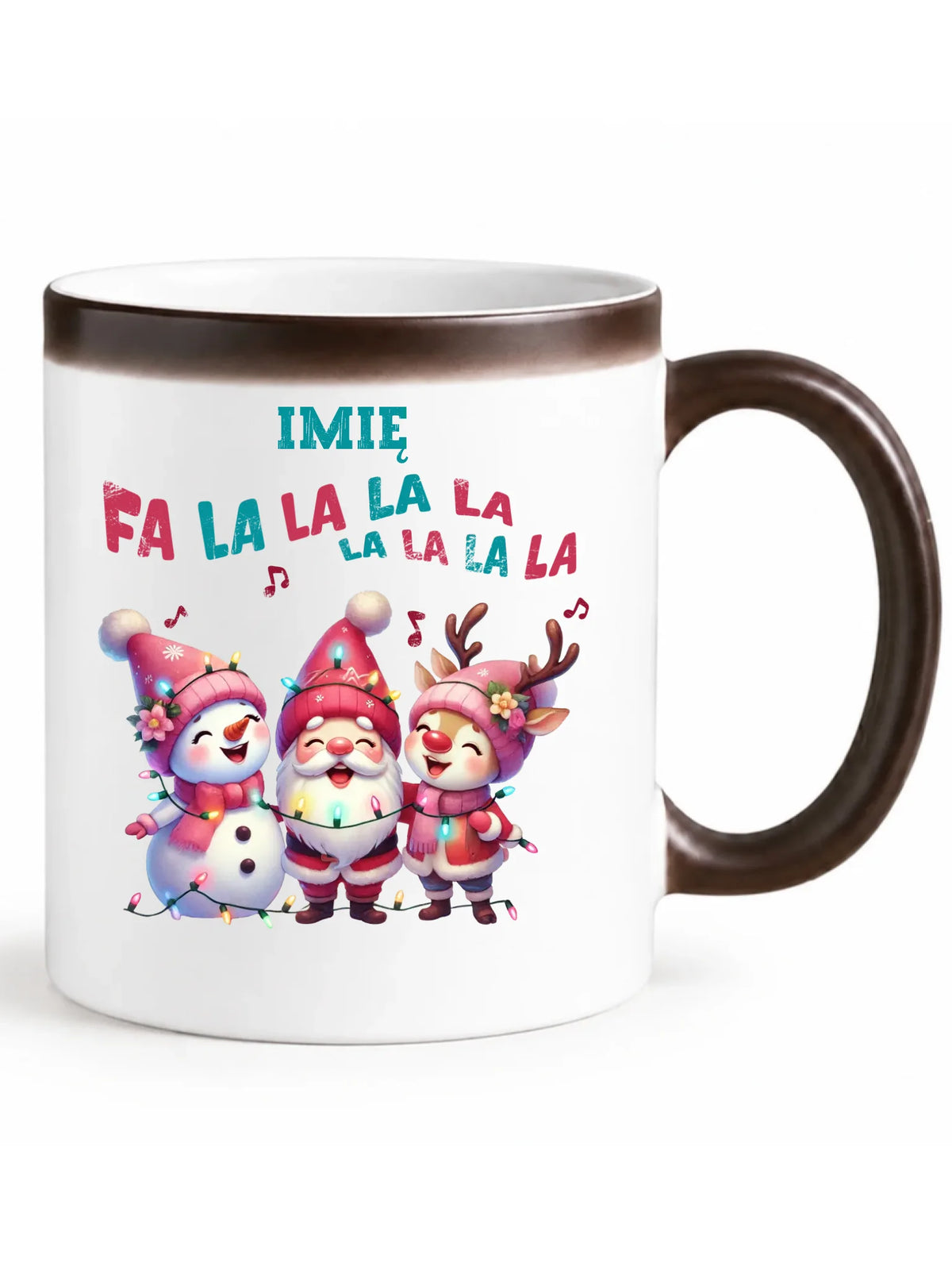Kubek magiczny świąteczny - Fa la la la - personalizowany BN51