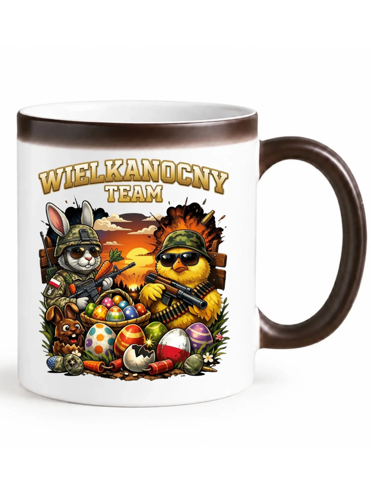 Kubek magiczny na Wielkanoc - Kurczak i zając armia Wielkanocny Team WN37