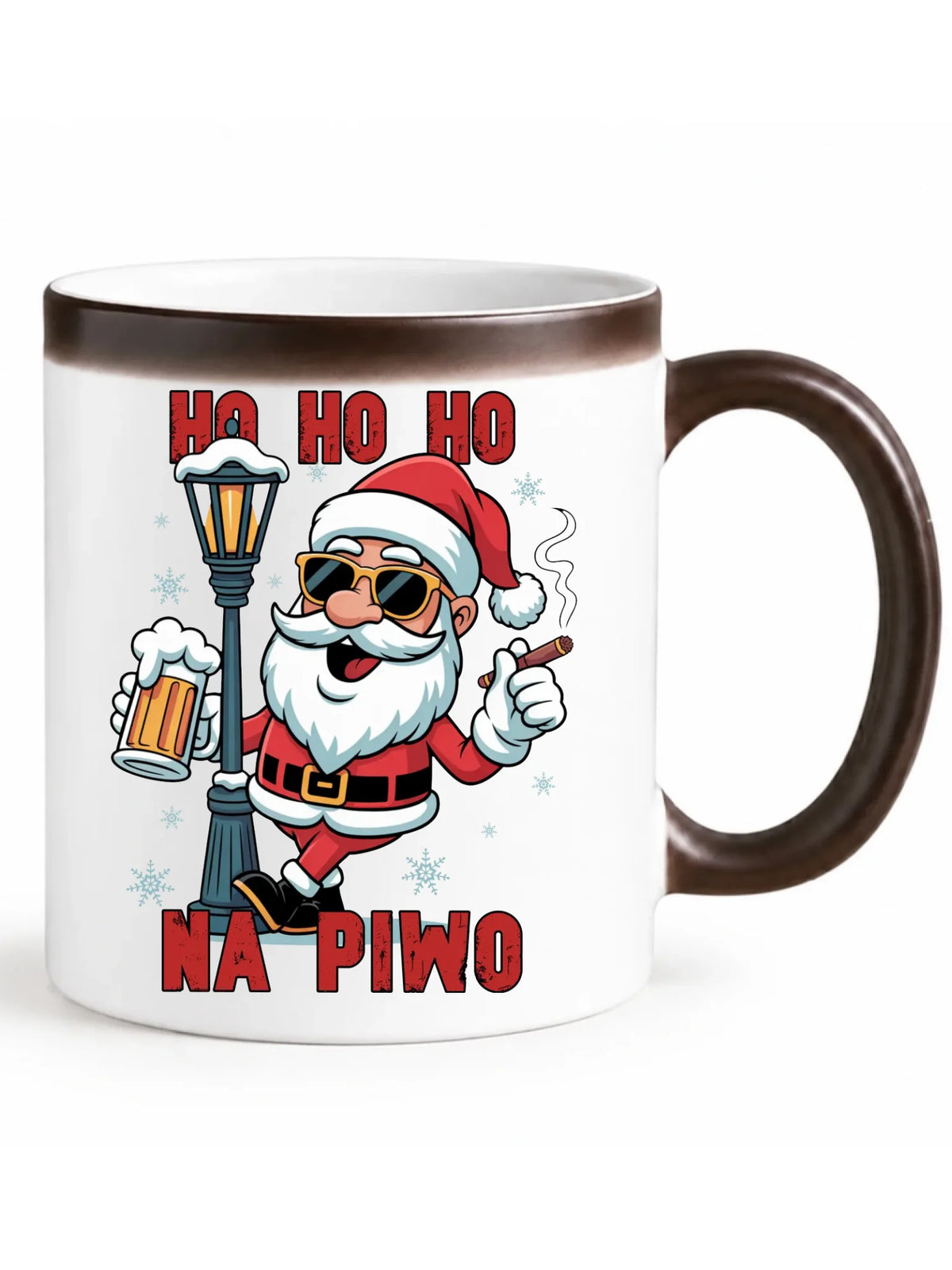 Kubek magiczny świąteczny - Mikołaj Ho ho ho na piwo BN64