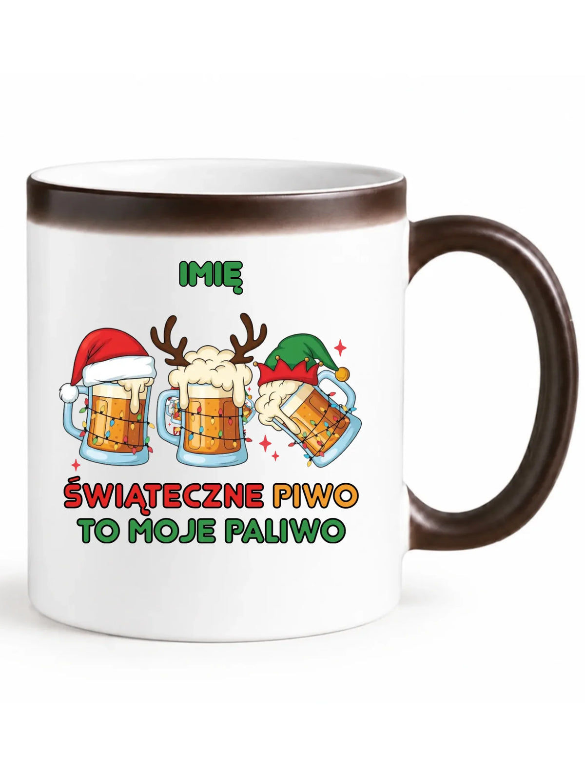 Kubek magiczny świąteczny - Świąteczne piwo to moje paliwo - personalizowany BN119