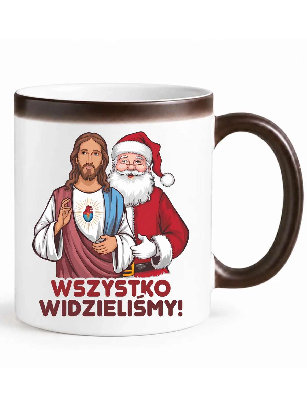 Kubek magiczny świąteczny - Jezus i Mikołaj Wszystko widzieliśmy BN89