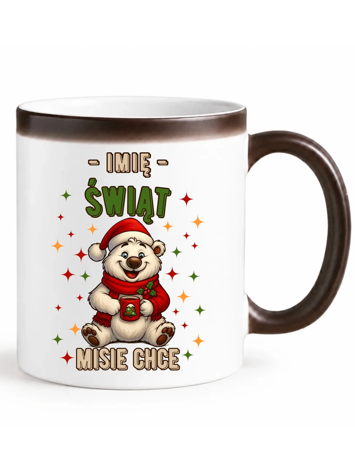 Kubek magiczny świąteczny - Misiek Świąt misie chce - personalizowany BN86