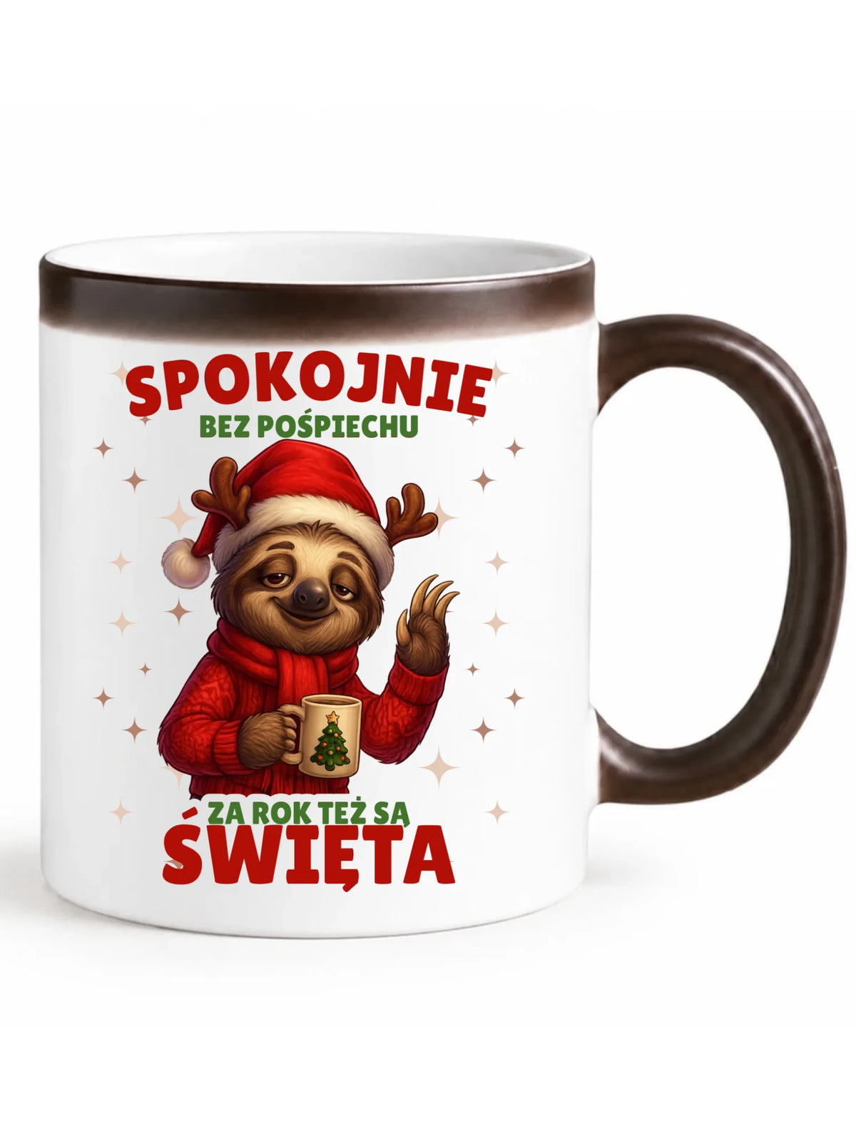 Kubek magiczny świąteczny - Leniwiec Za rok też są święta BN92