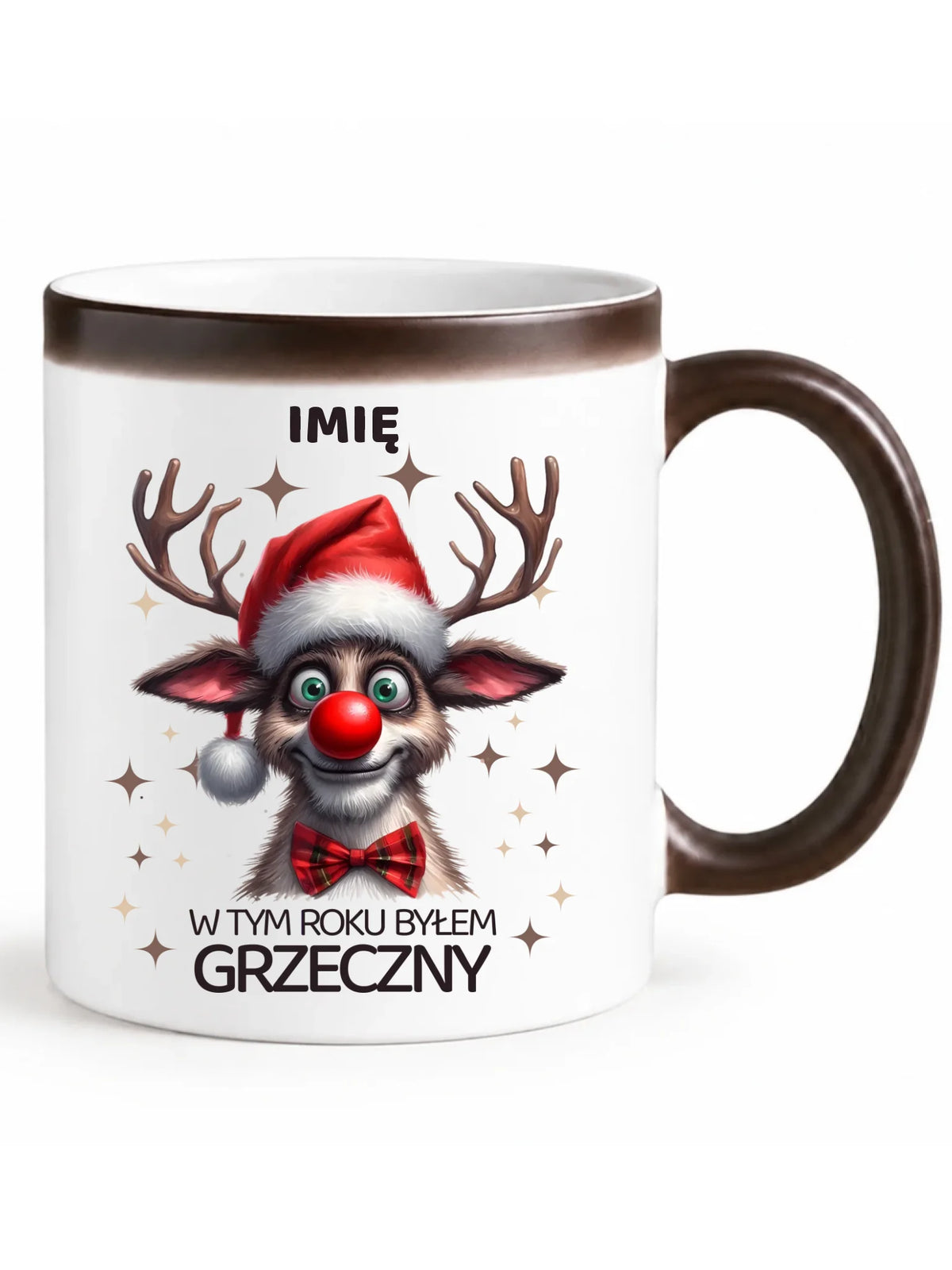 Kubek magiczny świąteczny - Renifer W tym roku byłem grzeczny - personalizowany BN96