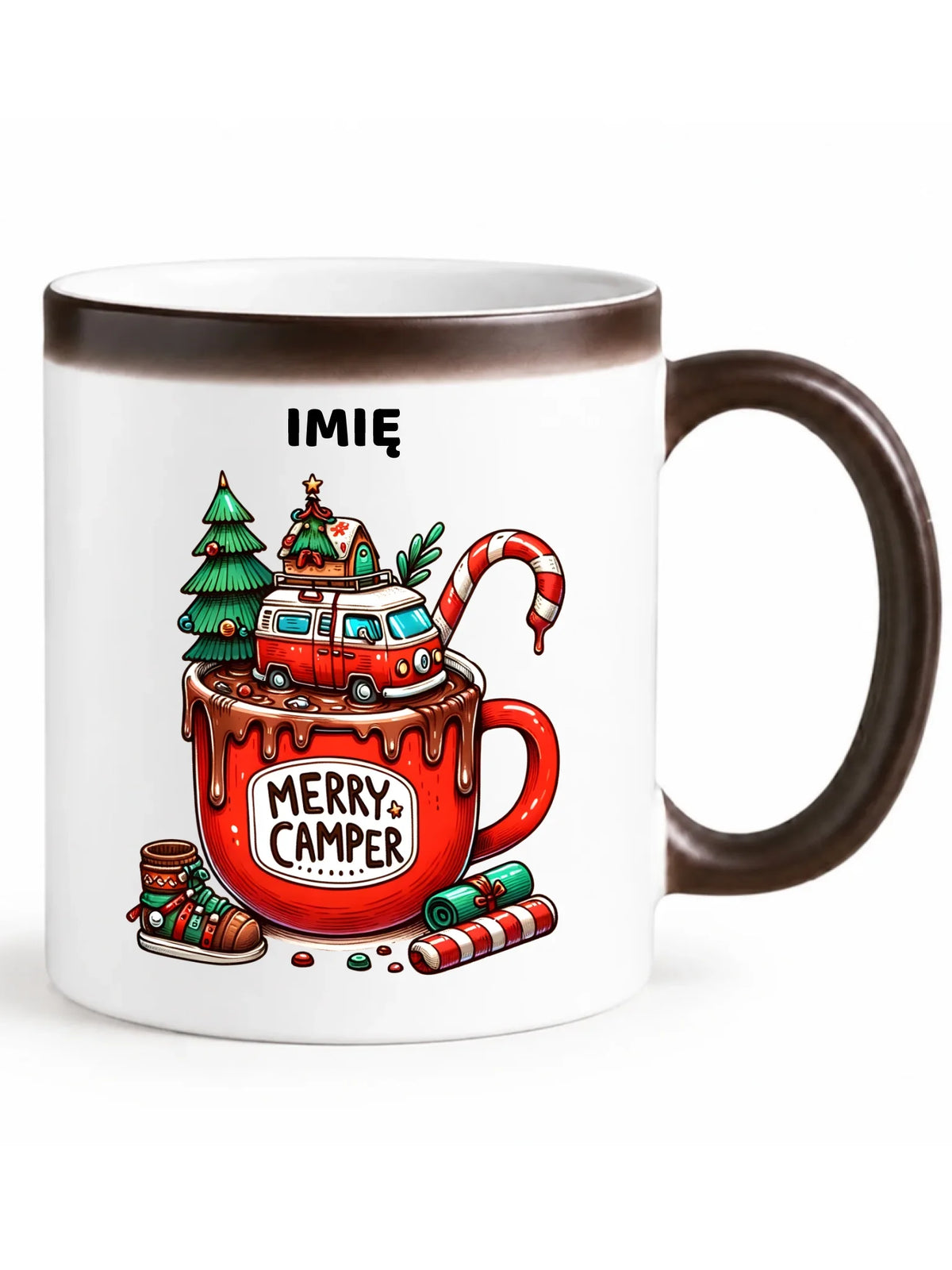 Kubek magiczny świąteczny - Kamper Merry Camper - personalizowany BN43