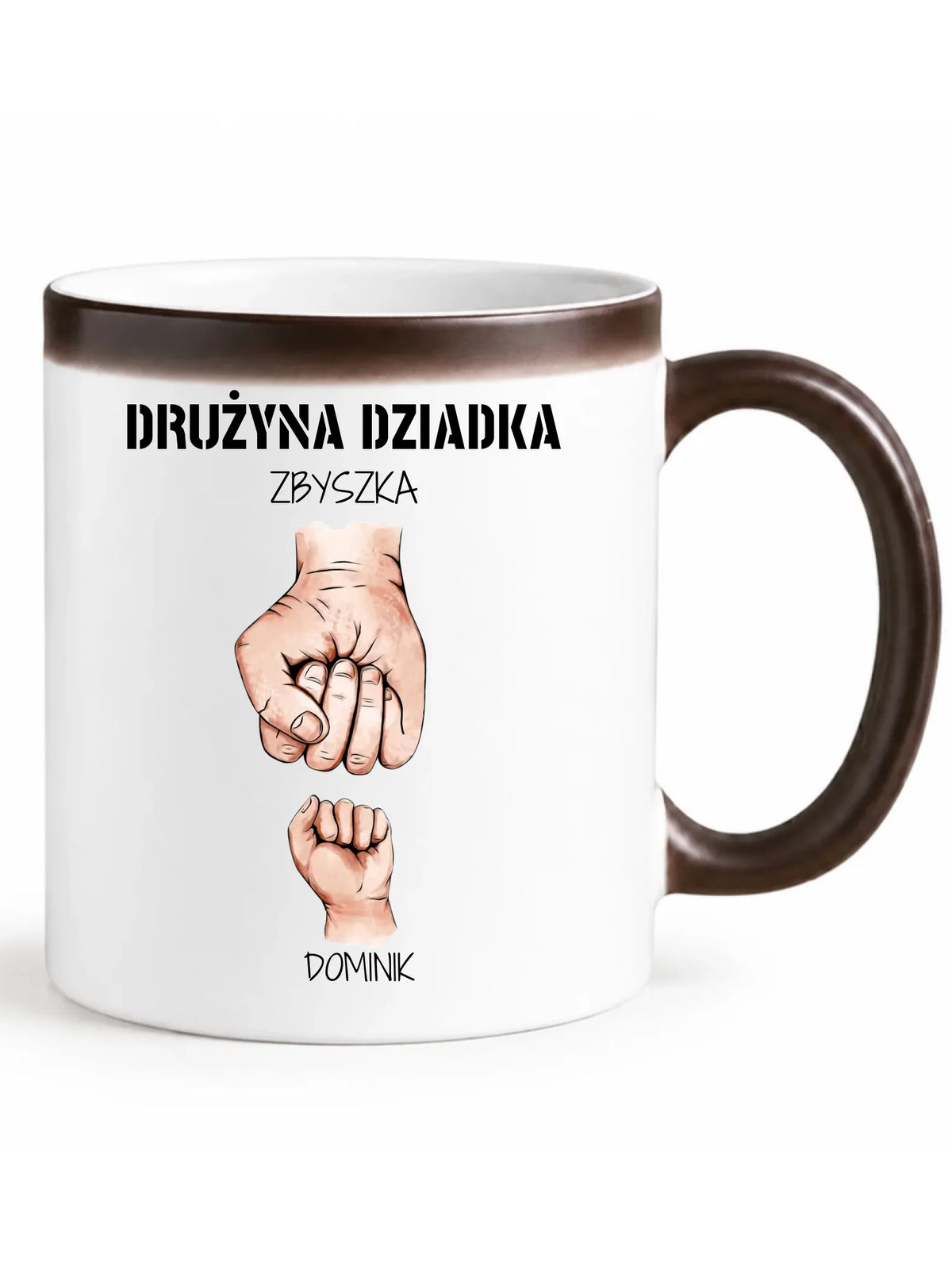 Kubek magiczny dla dziadka - Drużyna dziadka 1-6 imion wnuków - personalizowany D07