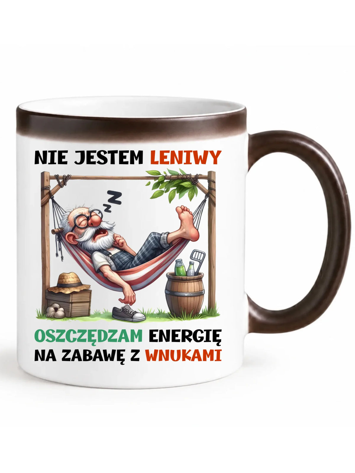 Kubek magiczny dla dziadka - Nie jestem leniwy oszczędzam energię D39