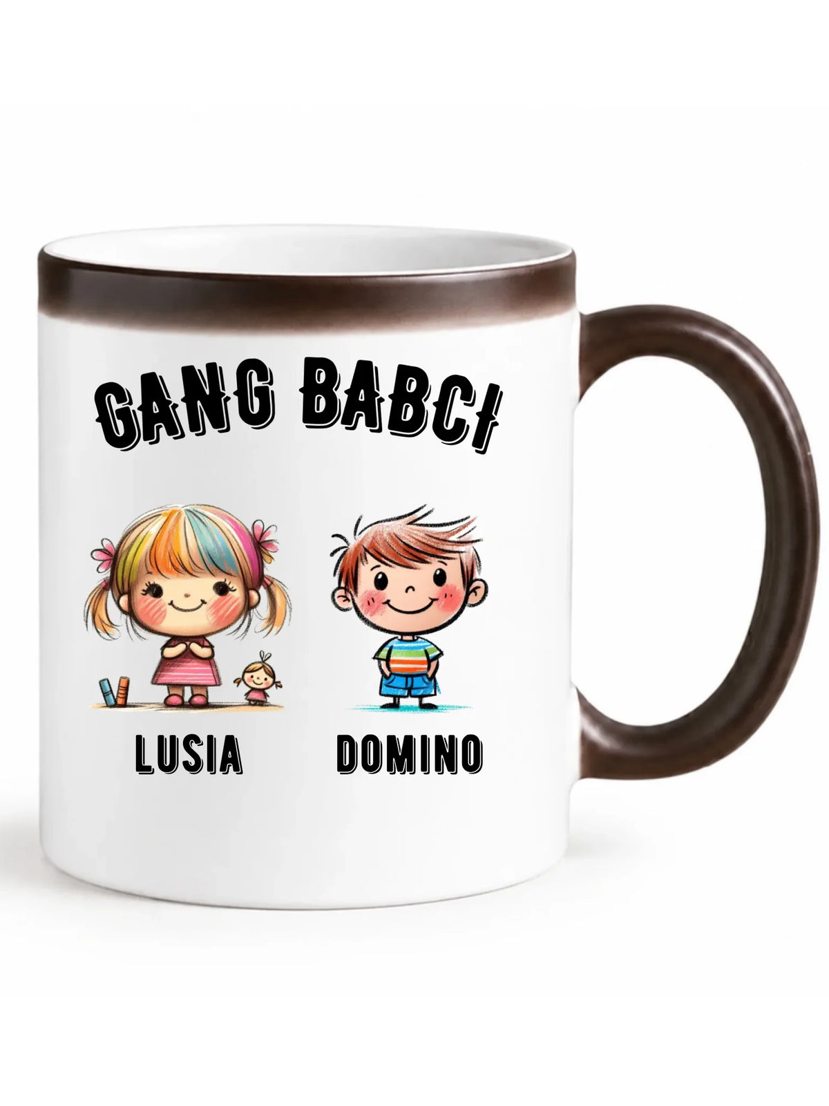 Kubek magiczny dla babci - Gang Babci imiona wnuków 2-6 - personalizowany B18