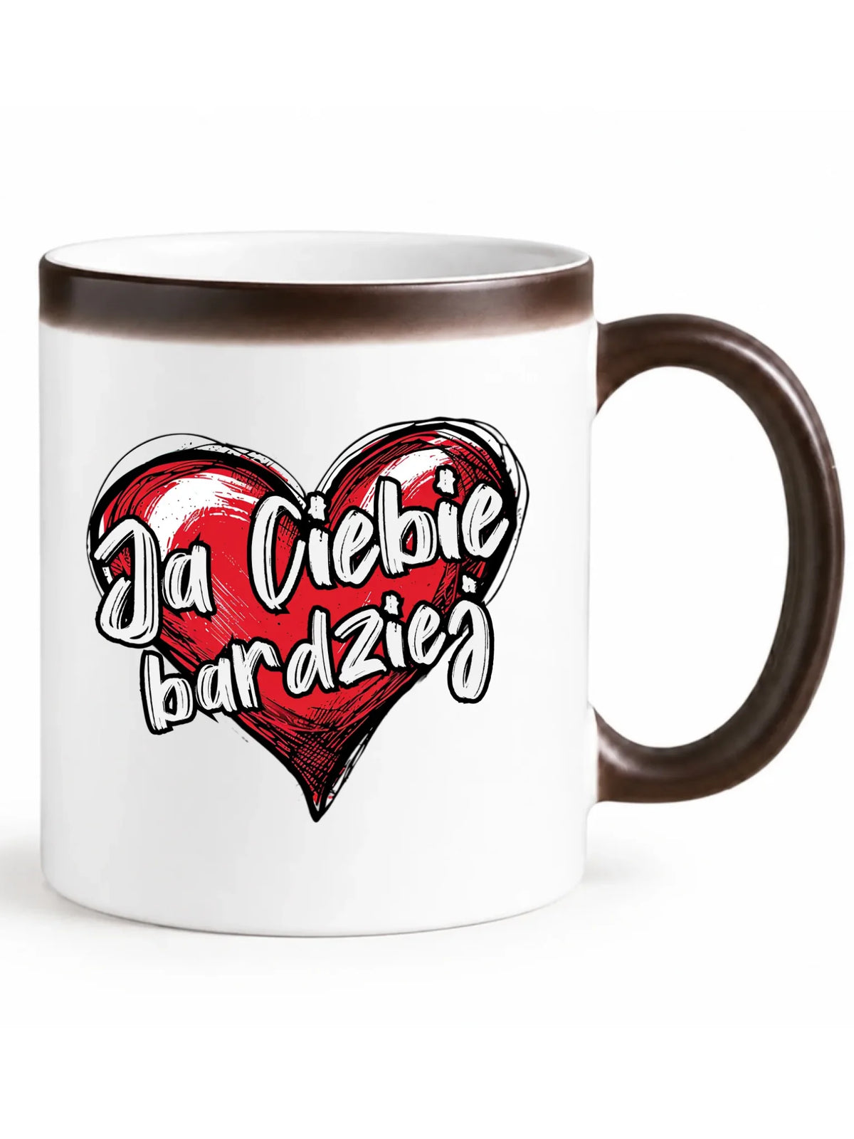 Kubek magiczny dla par - Serce Ja Ciebie bardziej W84