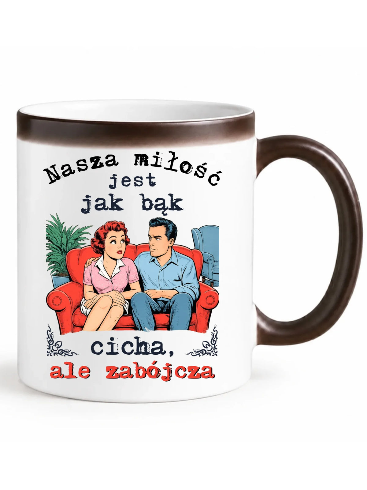 Kubek magiczny dla par - Nasza miłość jest jak bąk W70