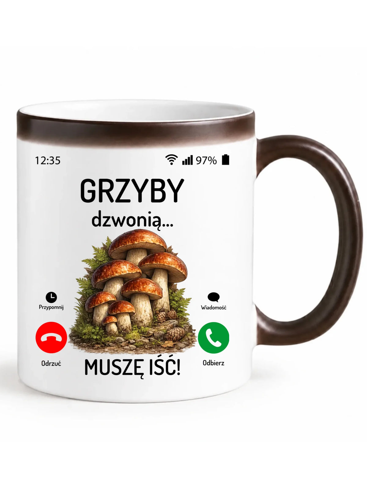 Kubek magiczny dla dziadka grzybiarza - Grzyby dzwonią muszę iść D36