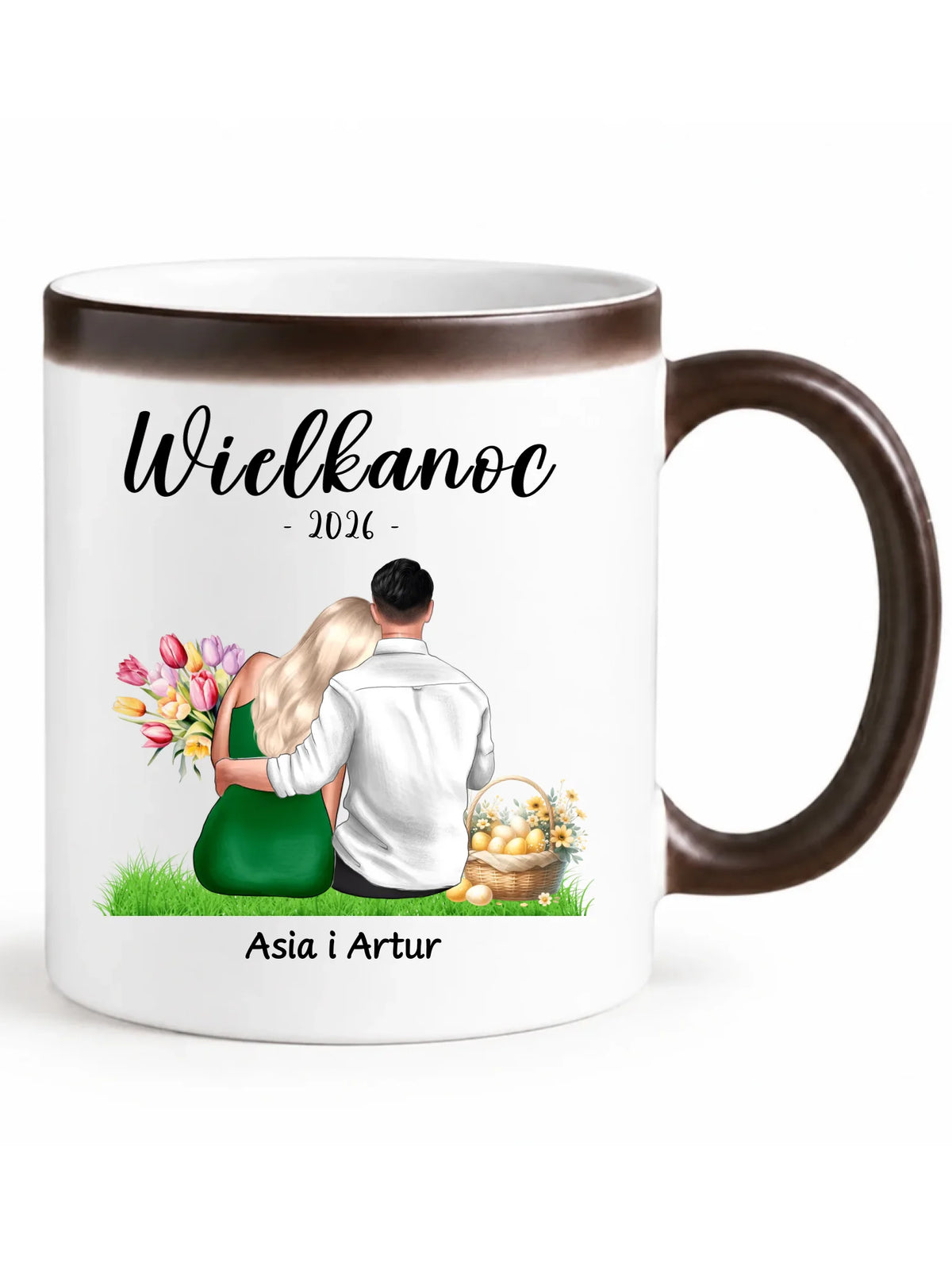 Kubek magiczny na Wielkanoc dla par - personalizowany WN36