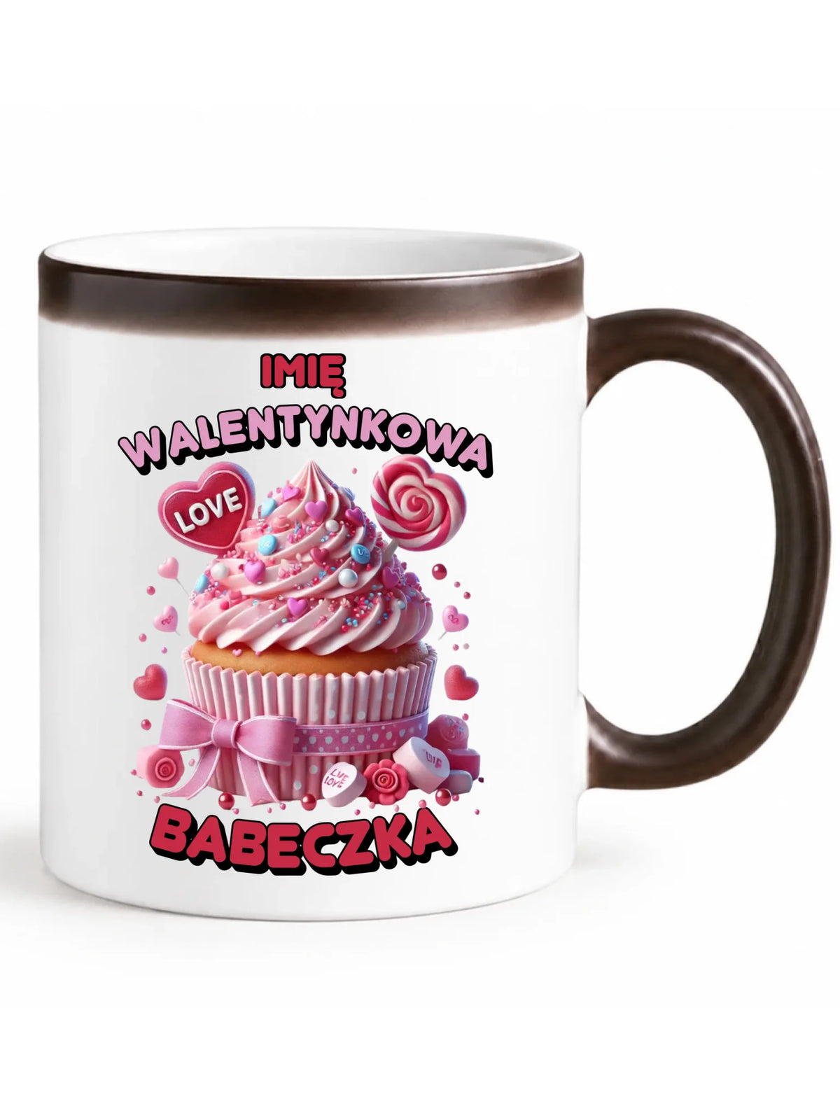 Kubek magiczny na Walentynki - Walentynkowa Babeczka - personalizowany W21
