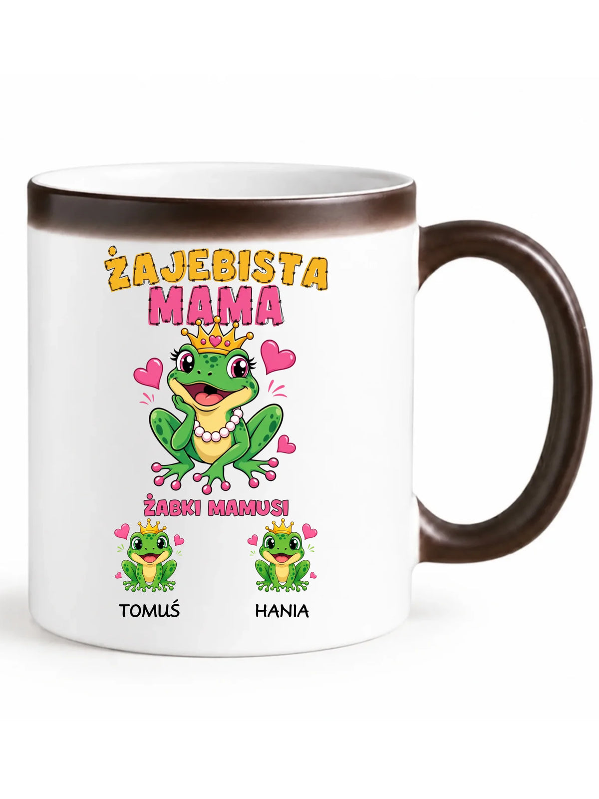 Kubek magiczny dla mamy z imionami dzieci - Żabki Mamusi - personalizowany DM54