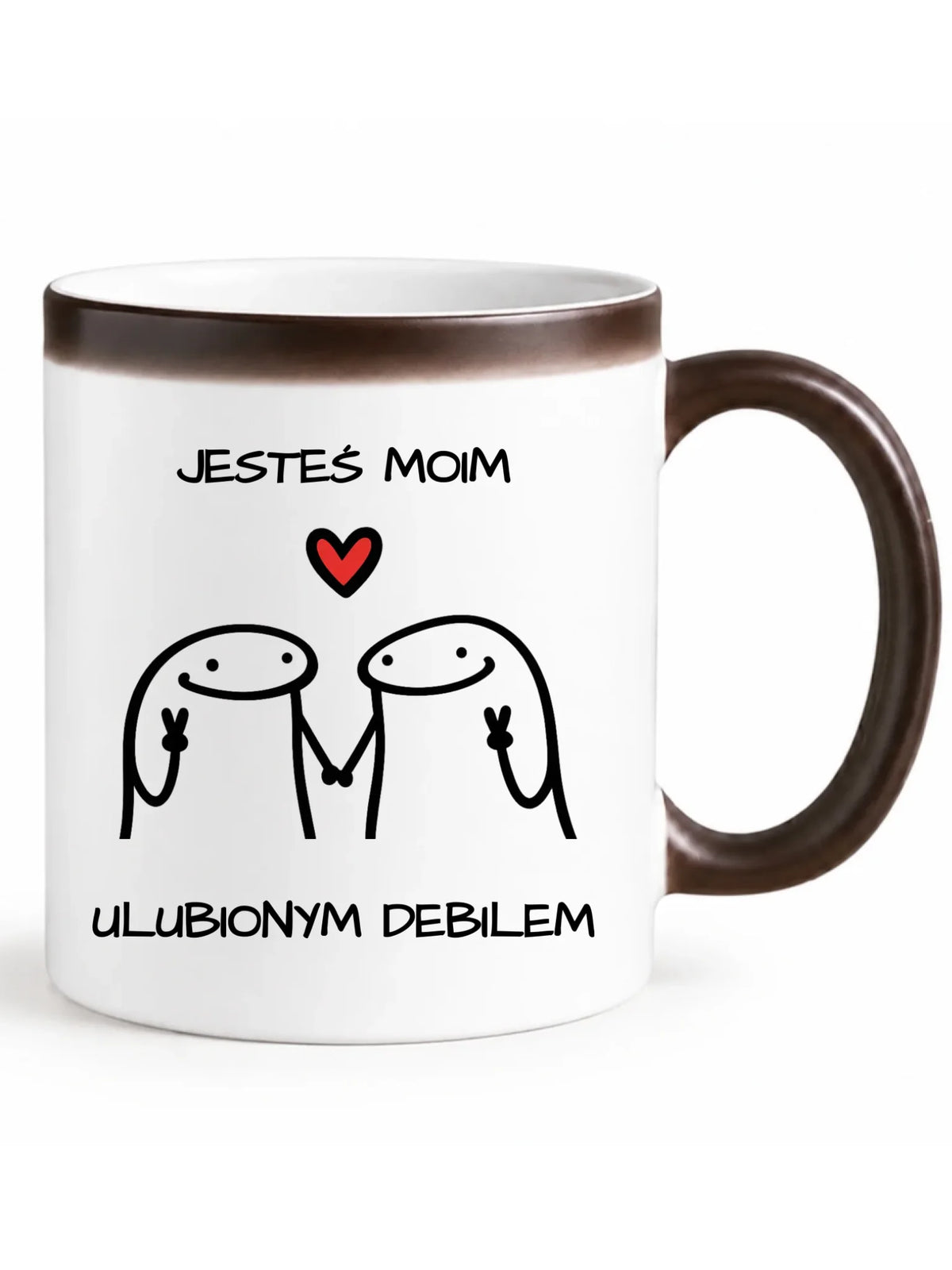 Kubek magiczny dla par - Jesteś moim ulubionym debilem W78