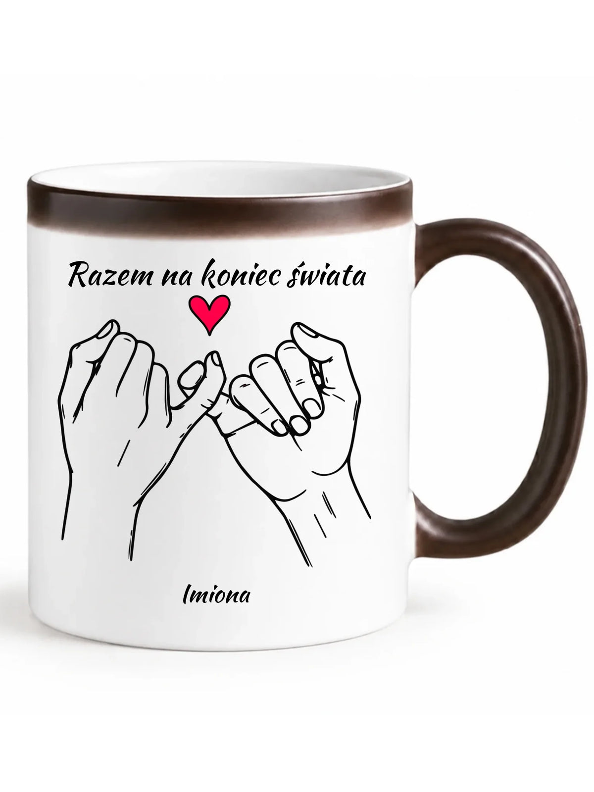 Kubek magiczny dla par - Razem na koniec świata - personalizowany W60