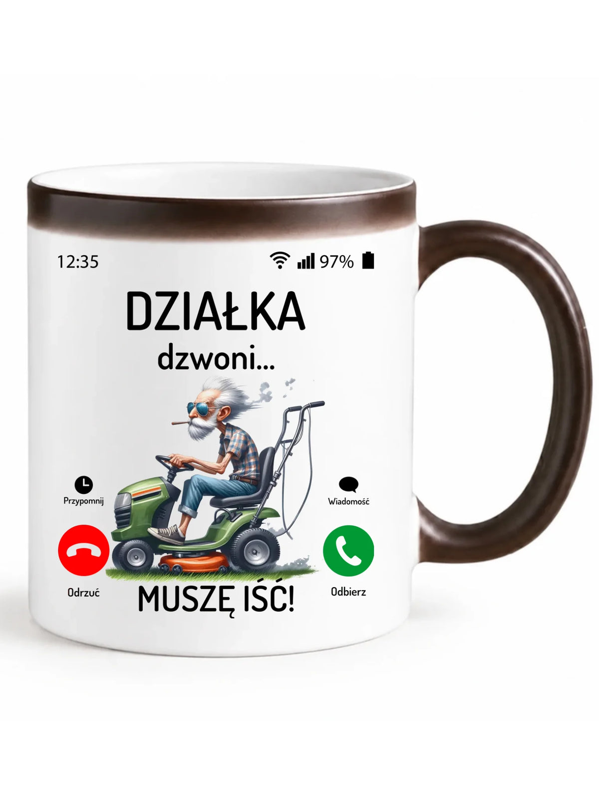 Kubek magiczny dla dziadka - Działka dzwoni muszę iść D35
