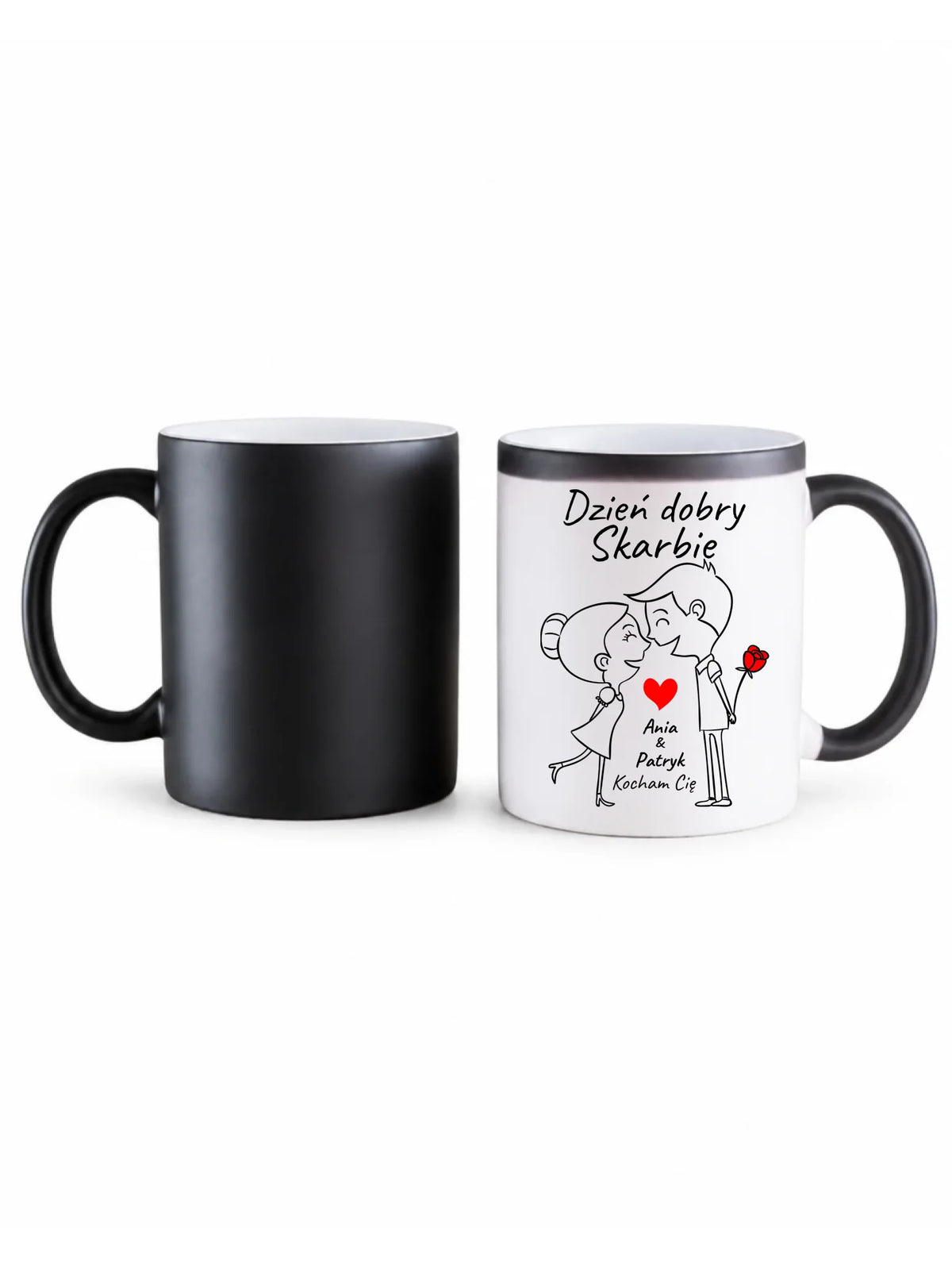Kubek magiczny dla par - Dzień dobry Skarbie - personalizowany W15