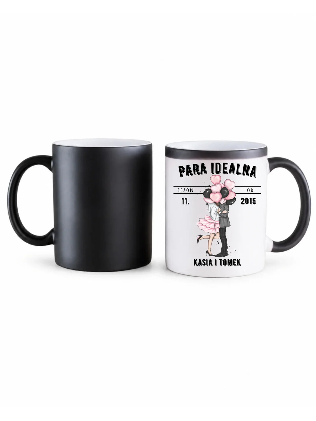 Kubek magiczny dla par na rocznicę - Para idealna - personalizowany W11
