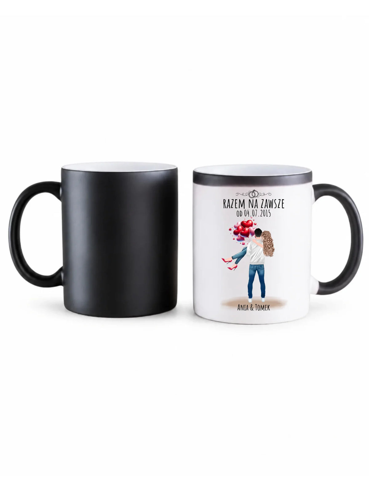Kubek magiczny dla par na rocznicę - Razem na zawsze - personalizowany W14