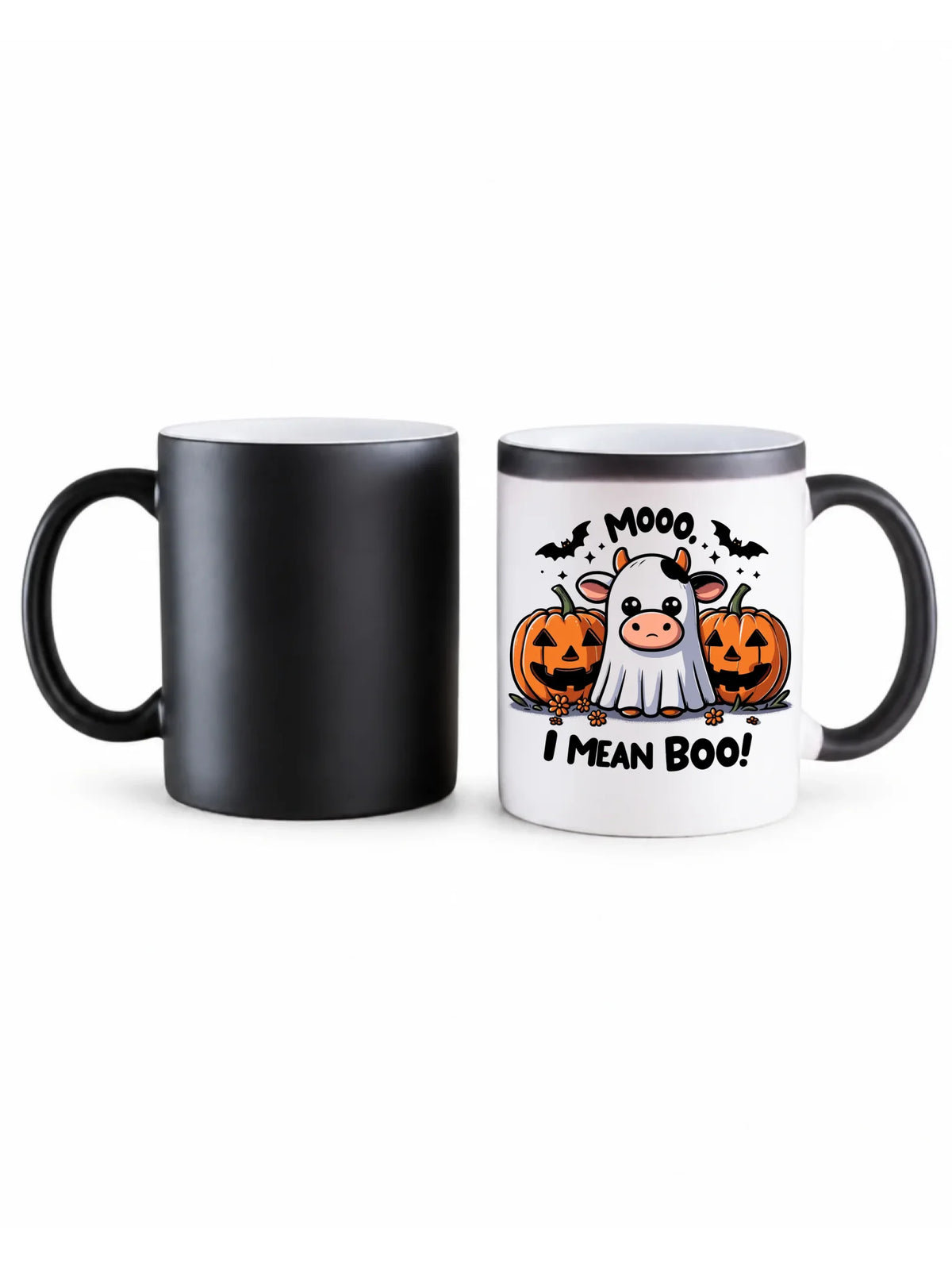 Kubek magiczny na Halloween - Mooo I mean Boo! - z dynią i duchem HL14