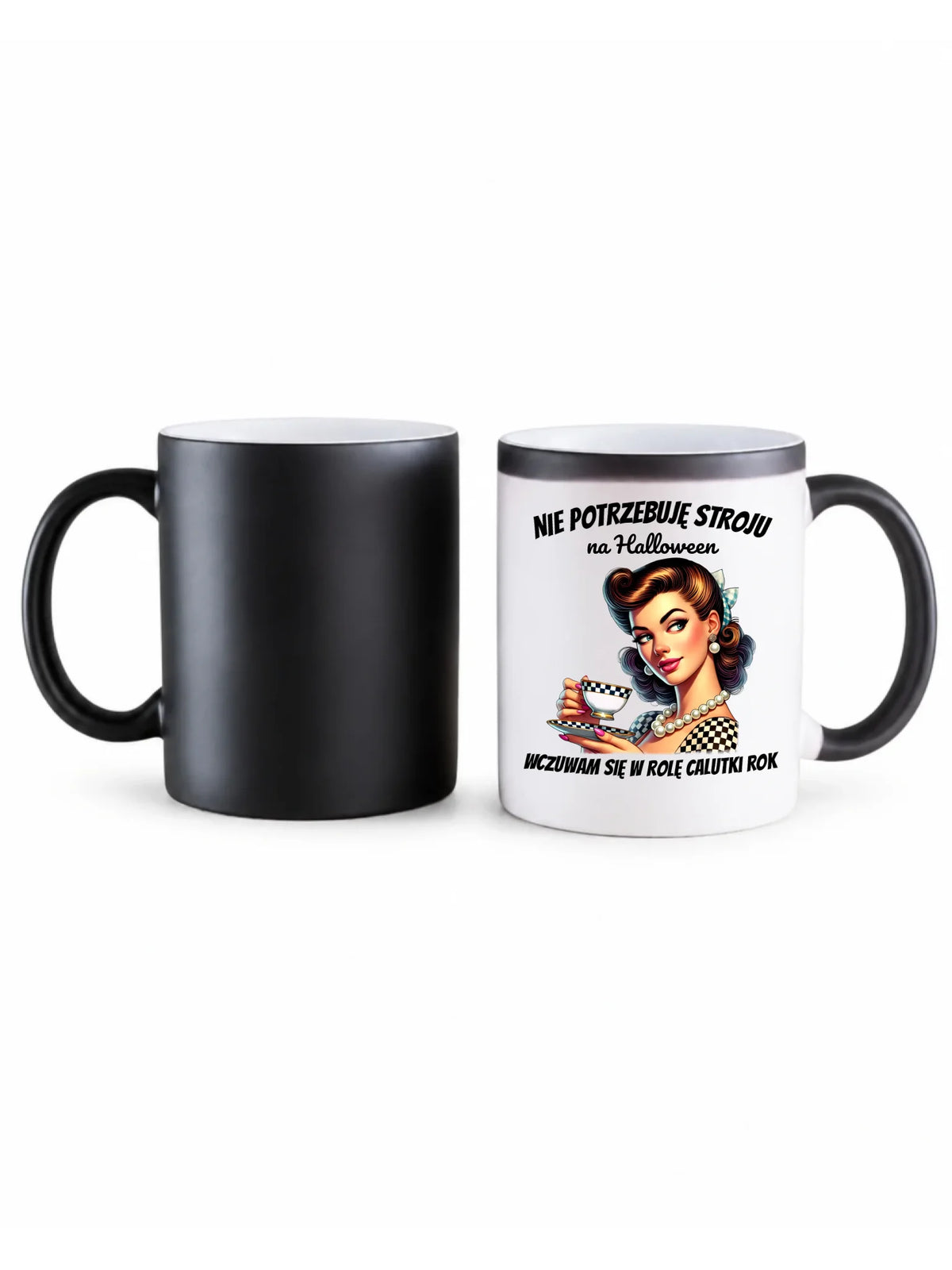 Kubek magiczny retro pin-up girl – Nie potrzebuję stroju na Halloween HL29
