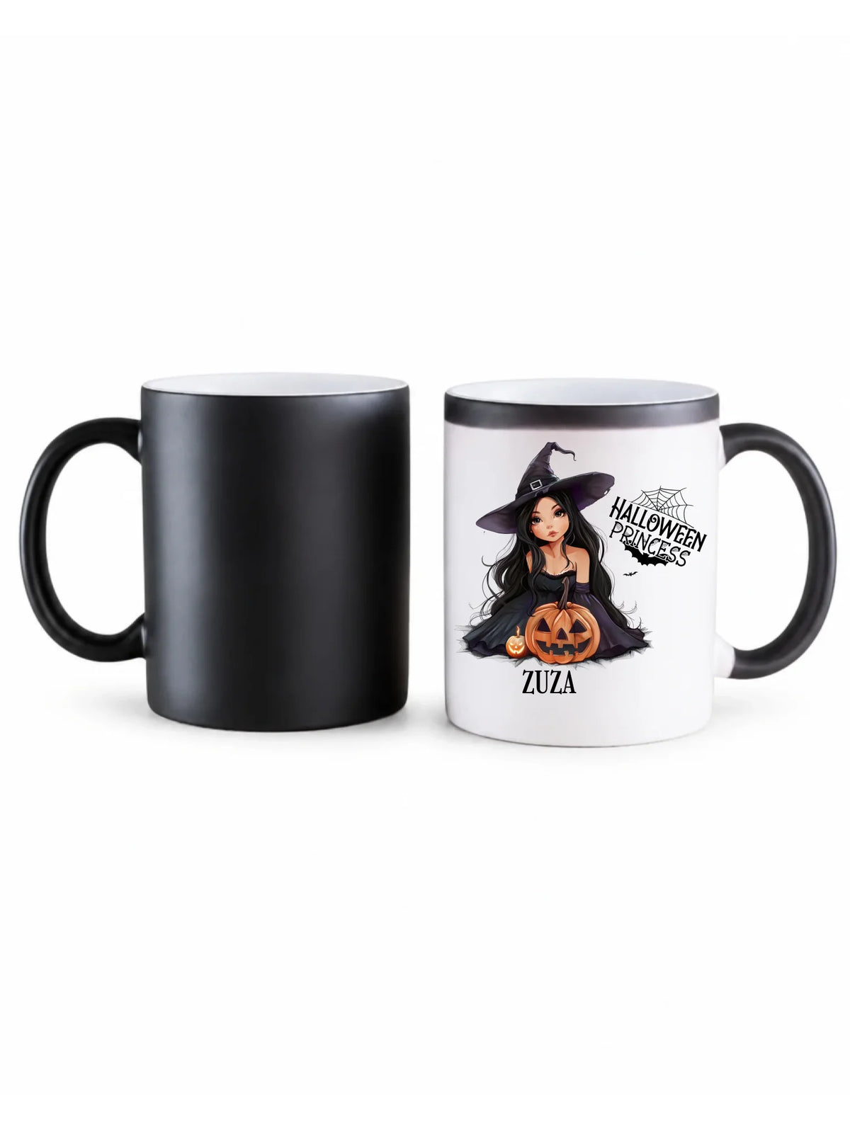 Kubek magiczny halloweenowy - Czarownica z dynią - personalizowany HL10