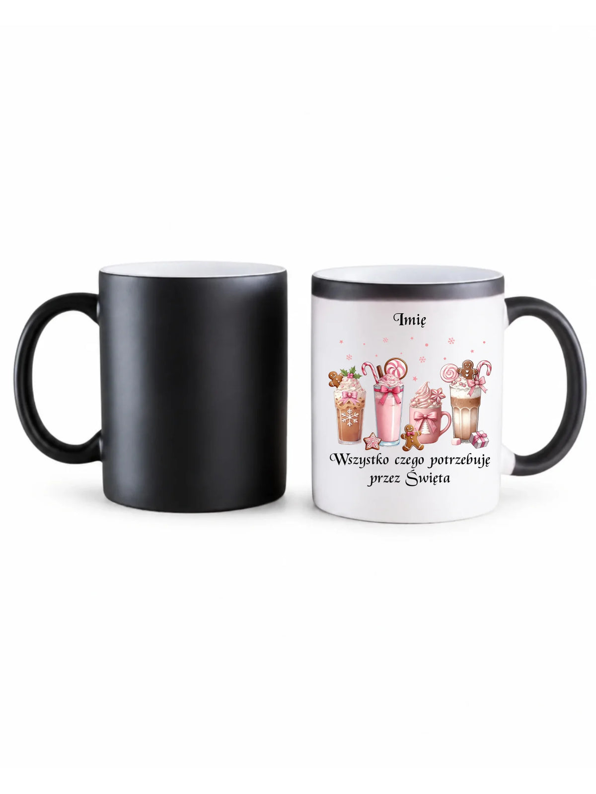 Kubek magiczny świąteczny - Zimowa kawa Wszystko czego potrzebuję przez Święta - personalizowany BN46