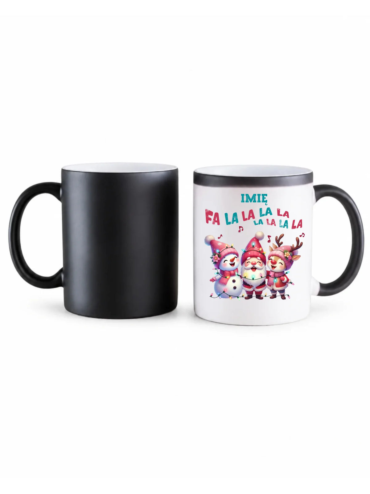 Kubek magiczny świąteczny - Fa la la la - personalizowany BN51