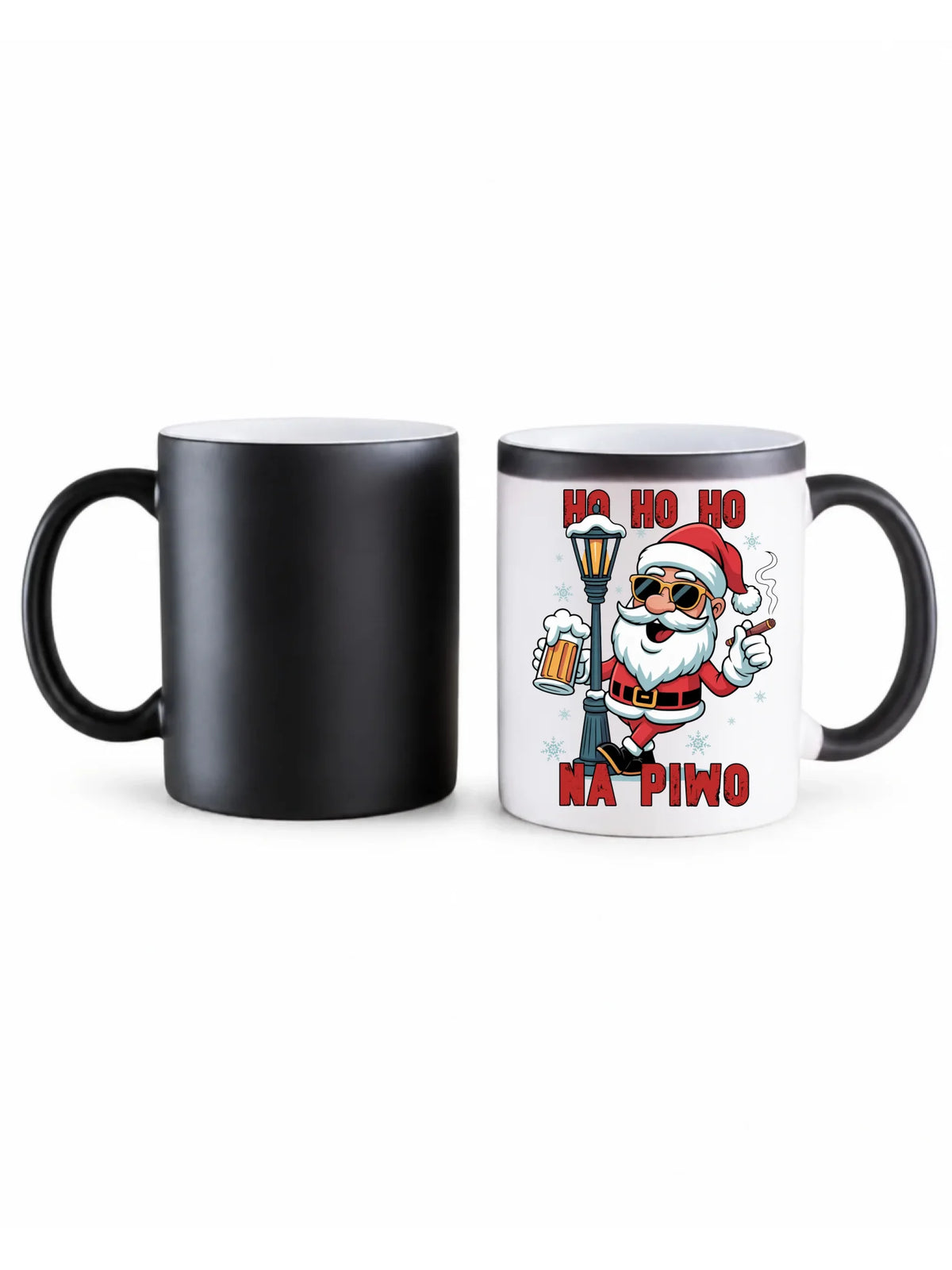 Kubek magiczny świąteczny - Mikołaj Ho ho ho na piwo BN64