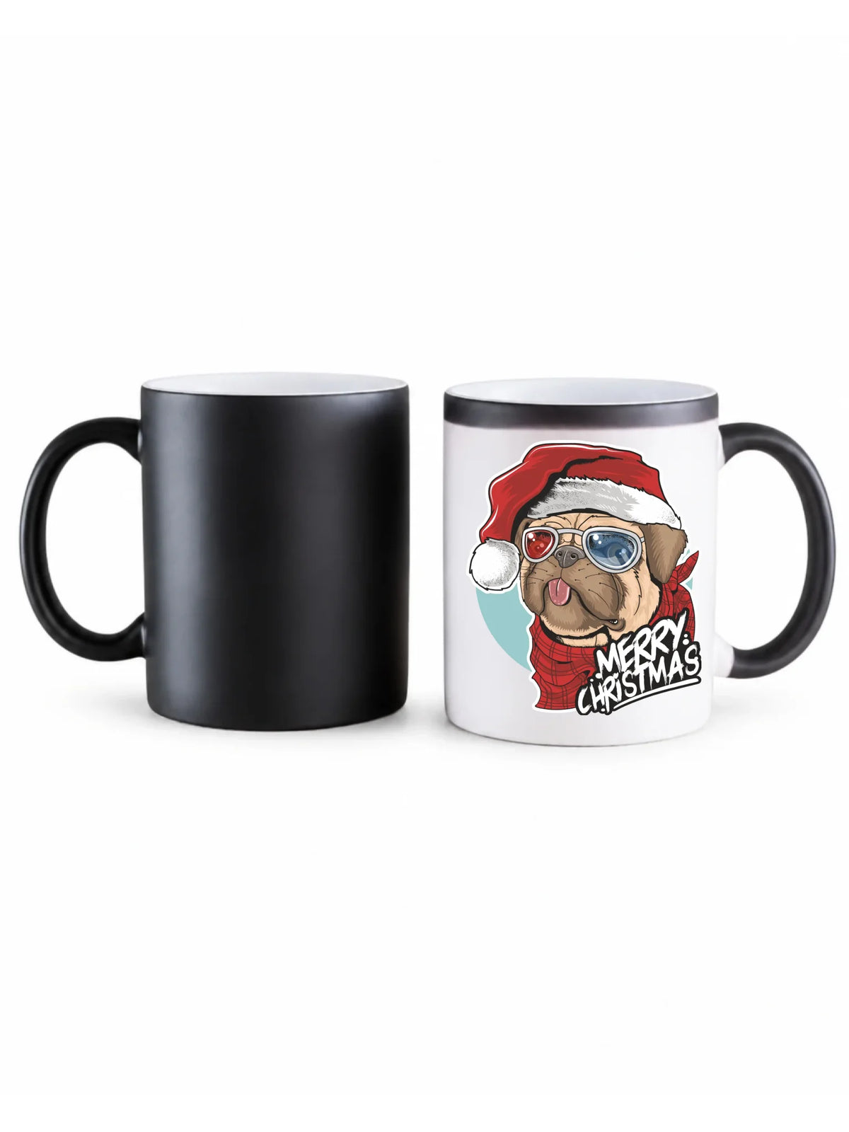 Kubek magiczny świąteczny - Mops Merry Christmas BN62