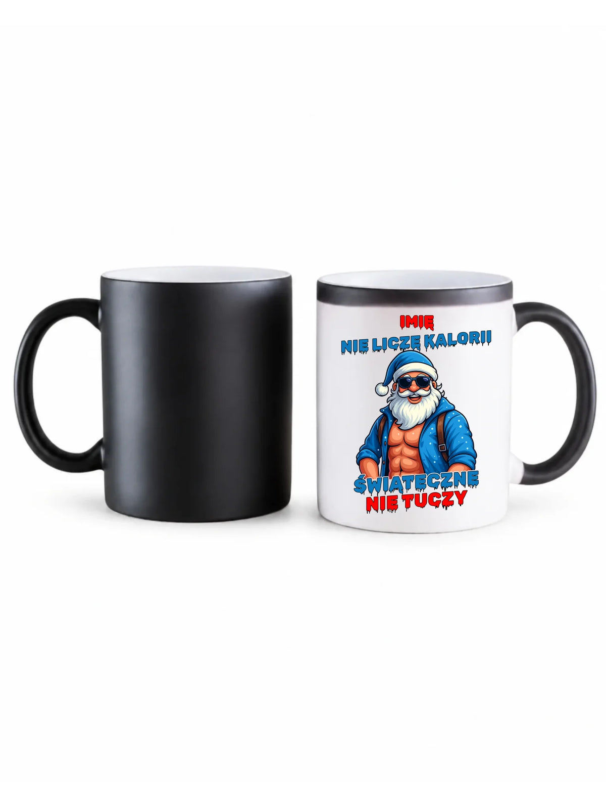 Kubek magiczny świąteczny z Mikołajem - Świąteczne nie tuczy - personalizowany BN118