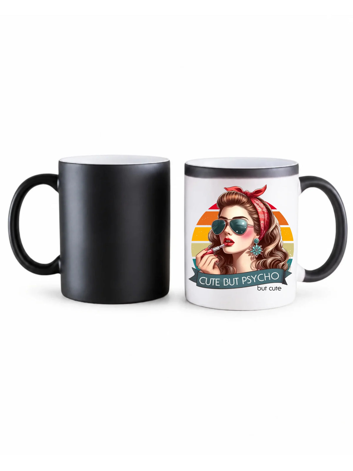 Kubek magiczny – Cute but psycho - w stylu retro DZ09