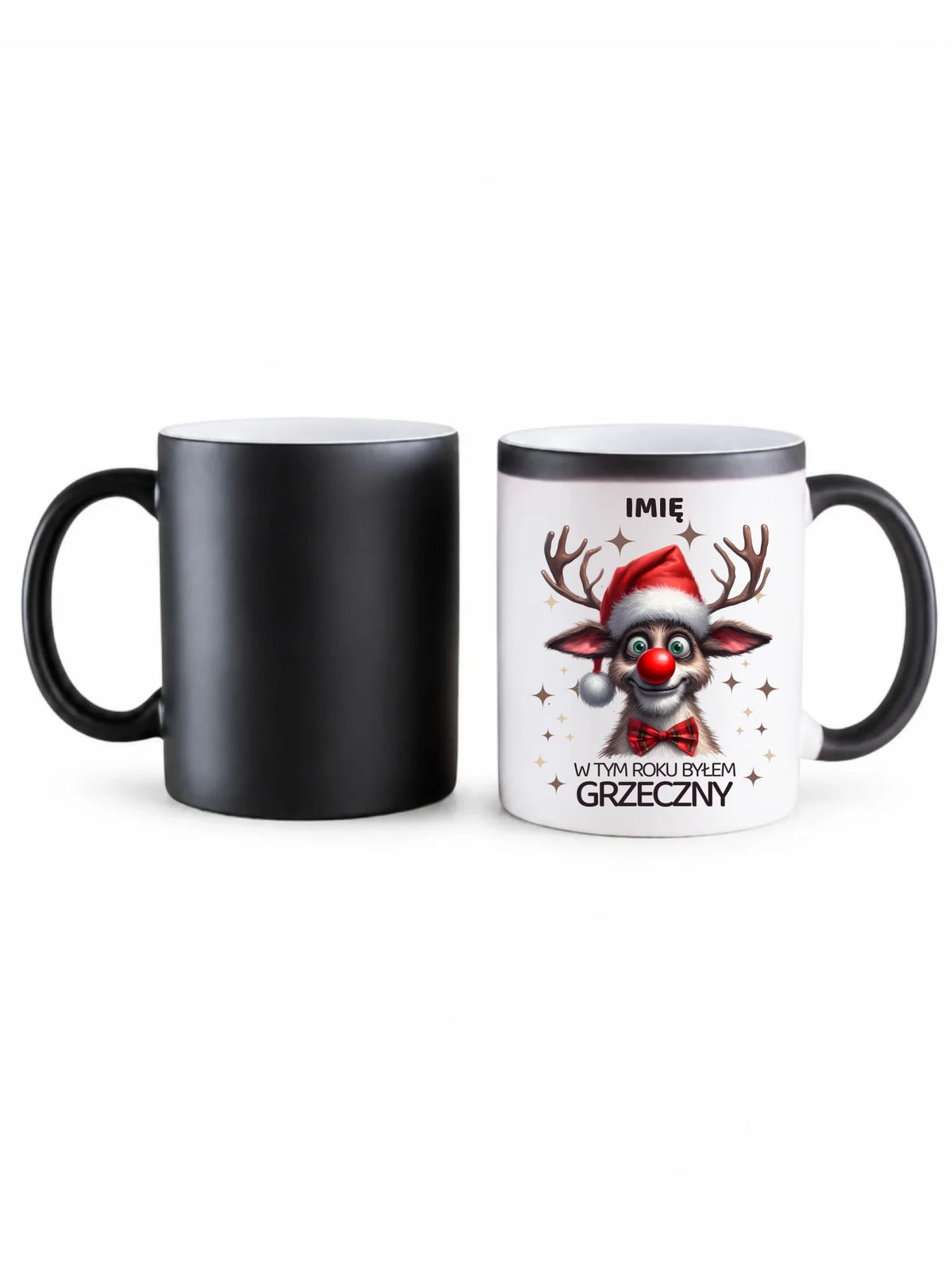 Kubek magiczny świąteczny - Renifer W tym roku byłem grzeczny - personalizowany BN96