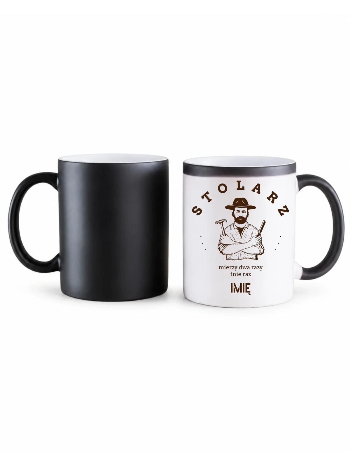Kubek magiczny dla stolarza - Mierzy dwa razy tnie raz - personalizowany ZS02