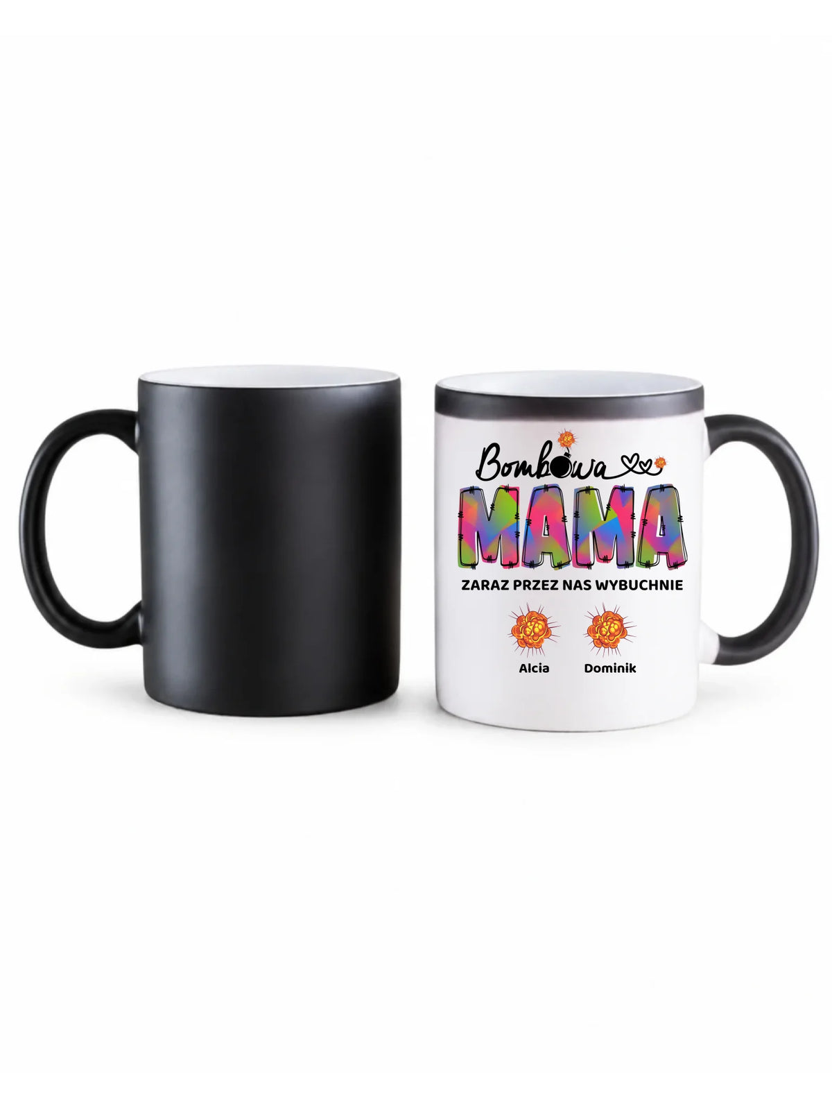 Kubek magiczny dla mamy z imionami dzieci - Bombowa mama - personalizowany DM53