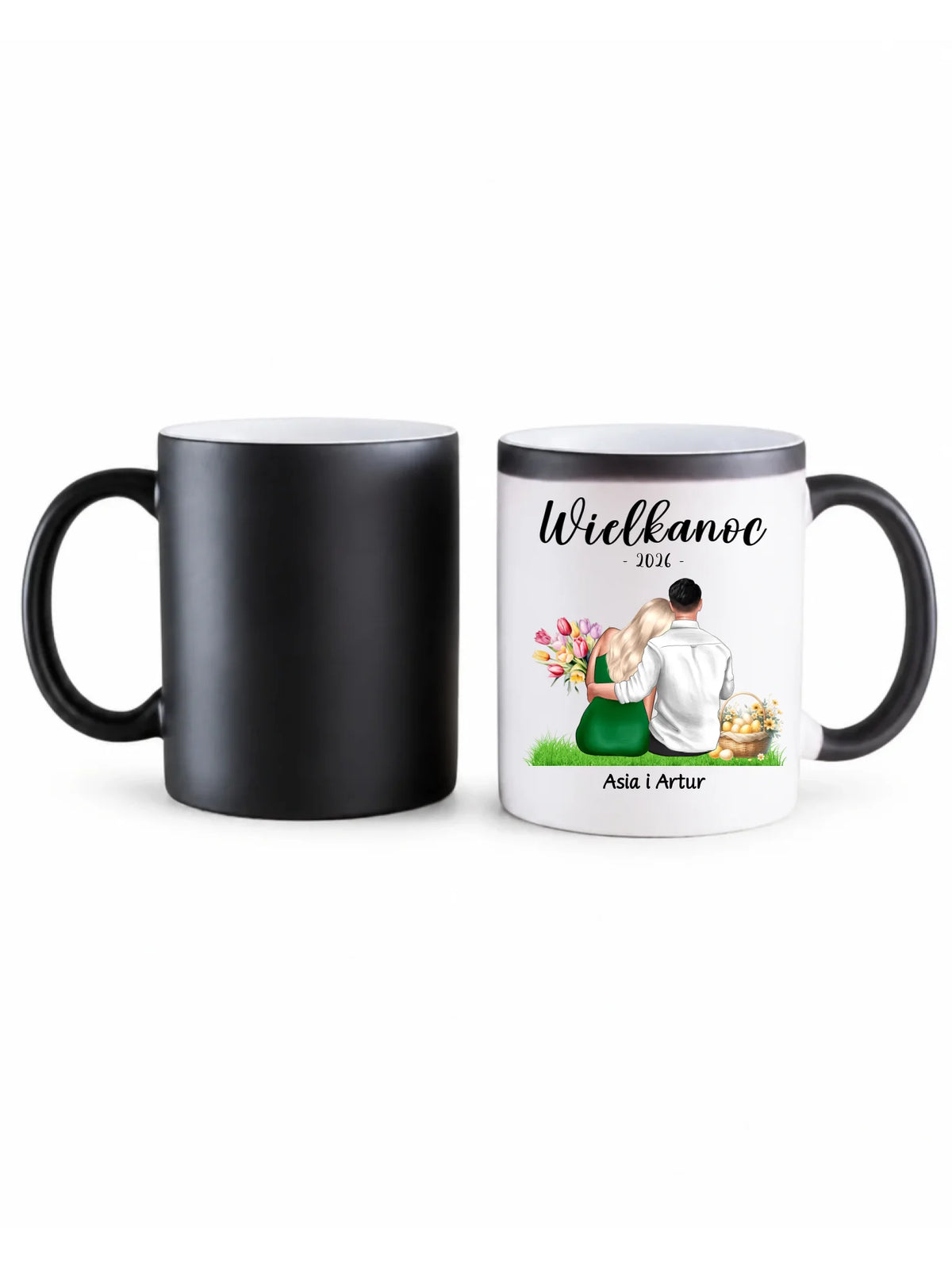Kubek magiczny na Wielkanoc dla par - personalizowany WN36
