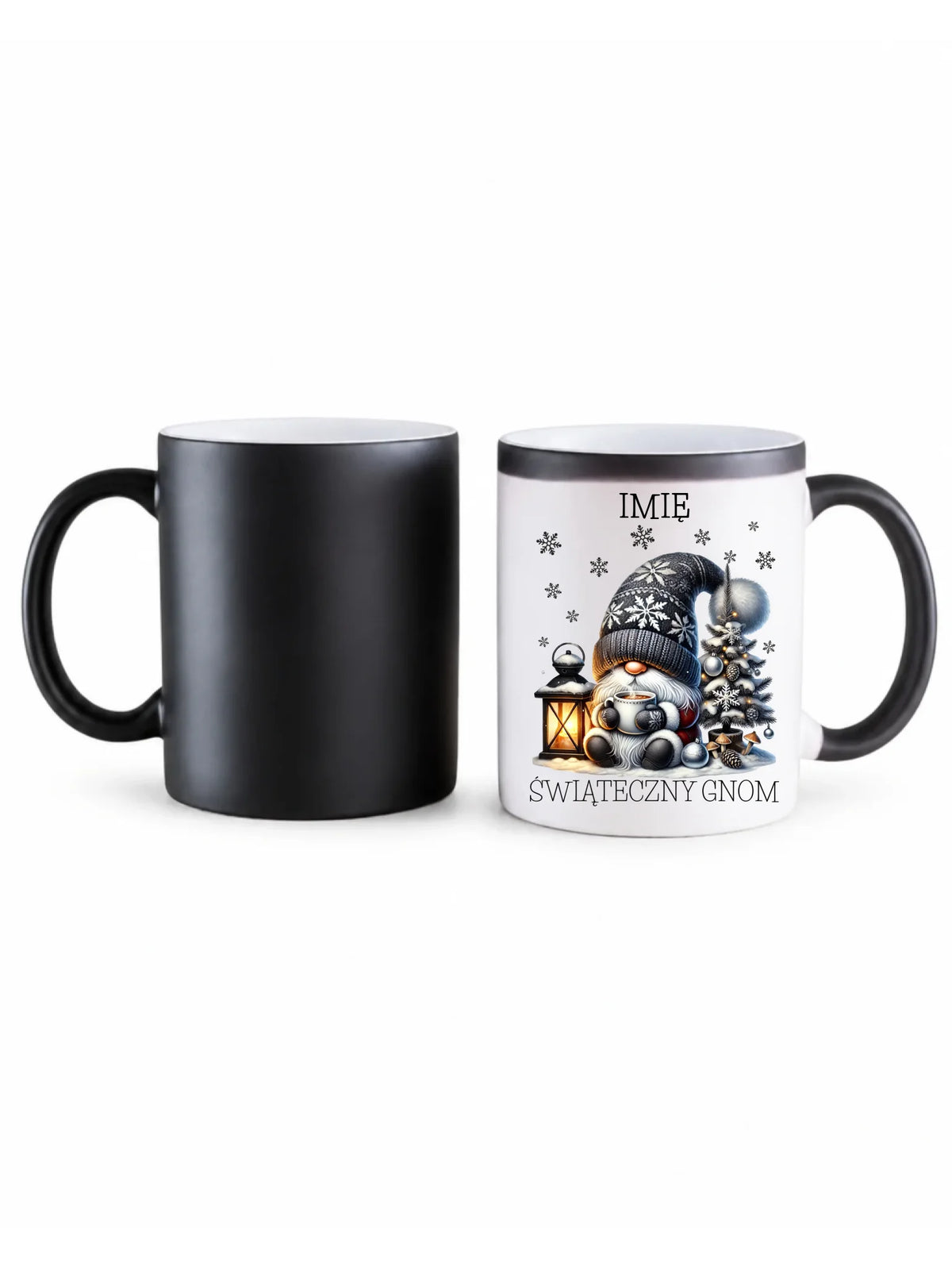 Kubek magiczny świąteczny - Gnom z czekoladą - personalizowany BN41