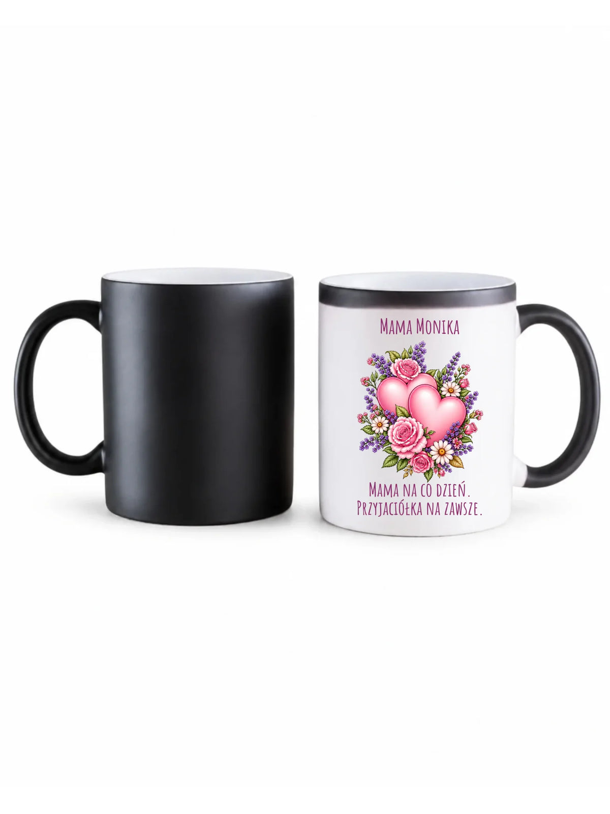 Kubek magiczny dla mamy - Bukiet z sercami przyjaciółka - personalizowany DM39