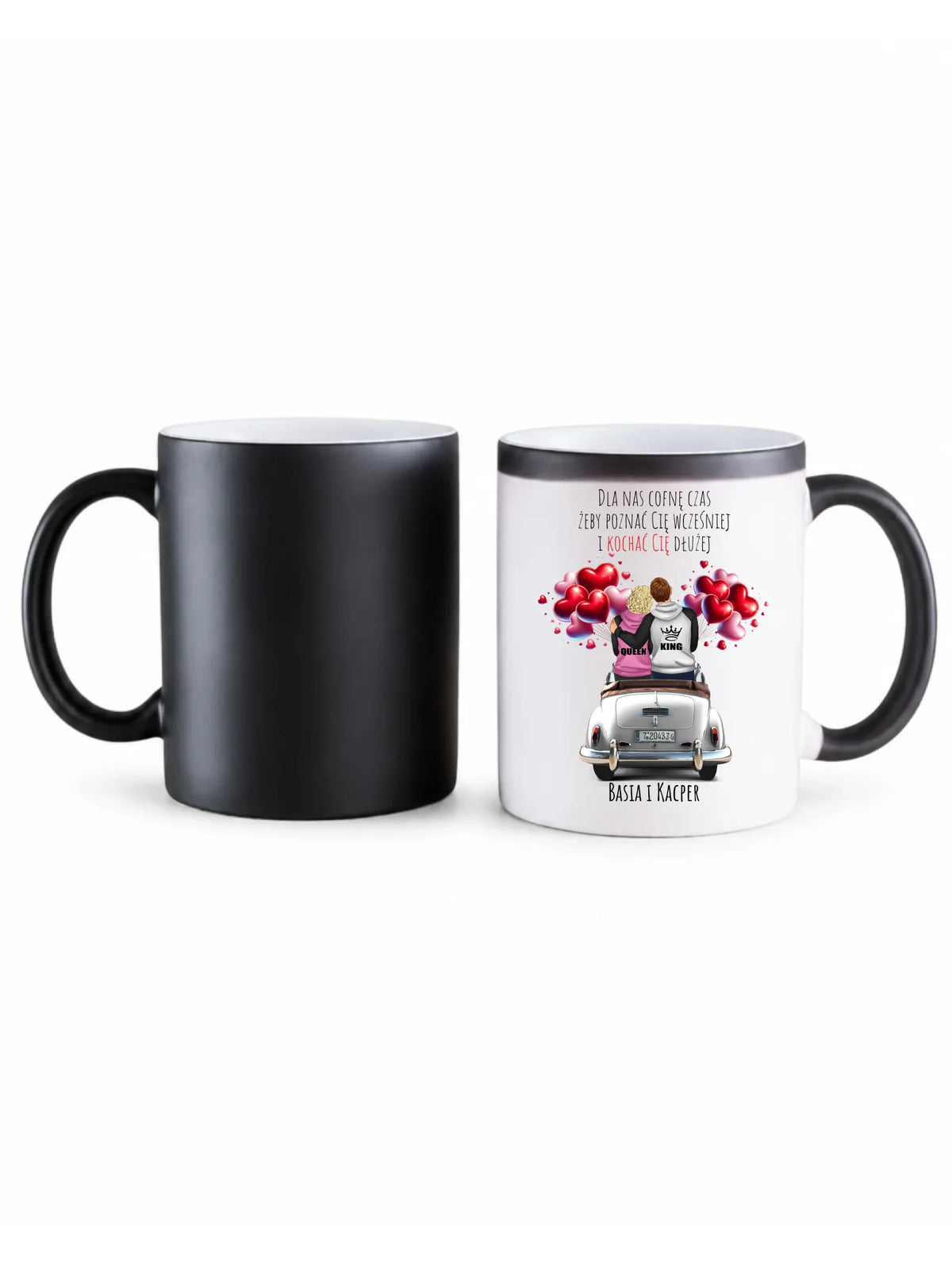 Kubek magiczny dla par - Dla nas cofnę czas - personalizowany W08