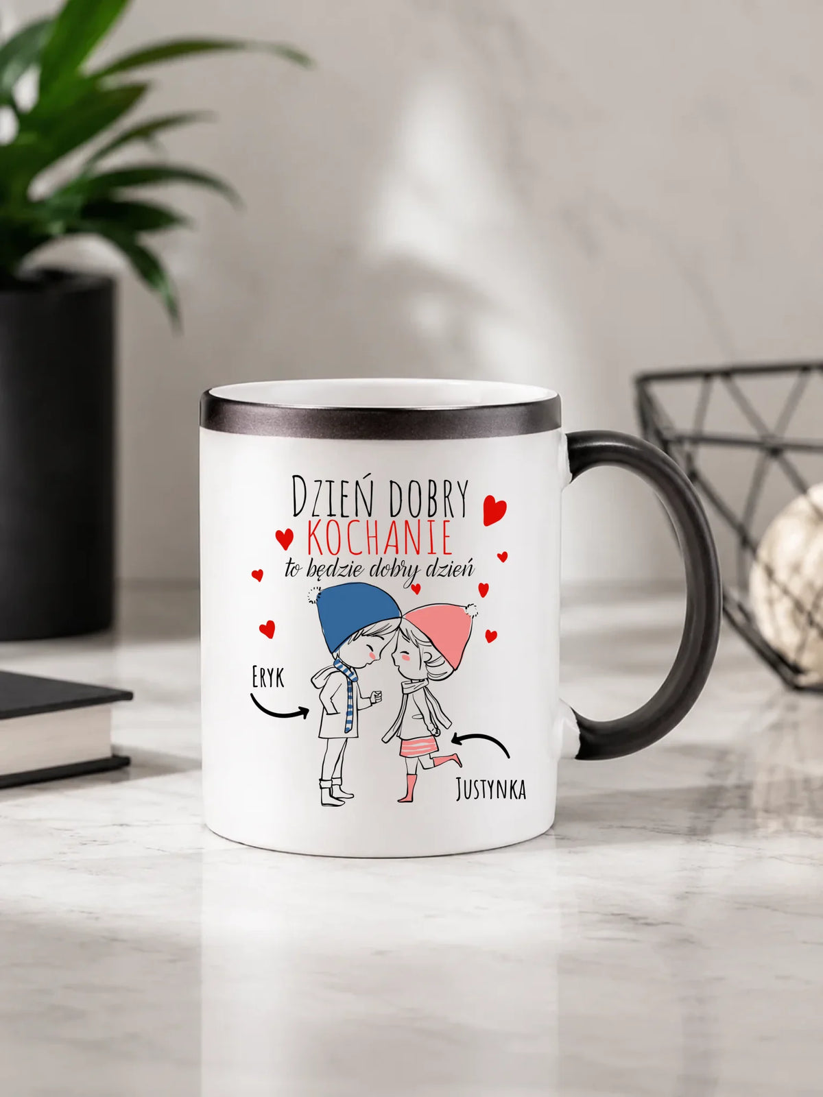 Kubek magiczny dla par - Dzień dobry Kochanie - personalizowany W10
