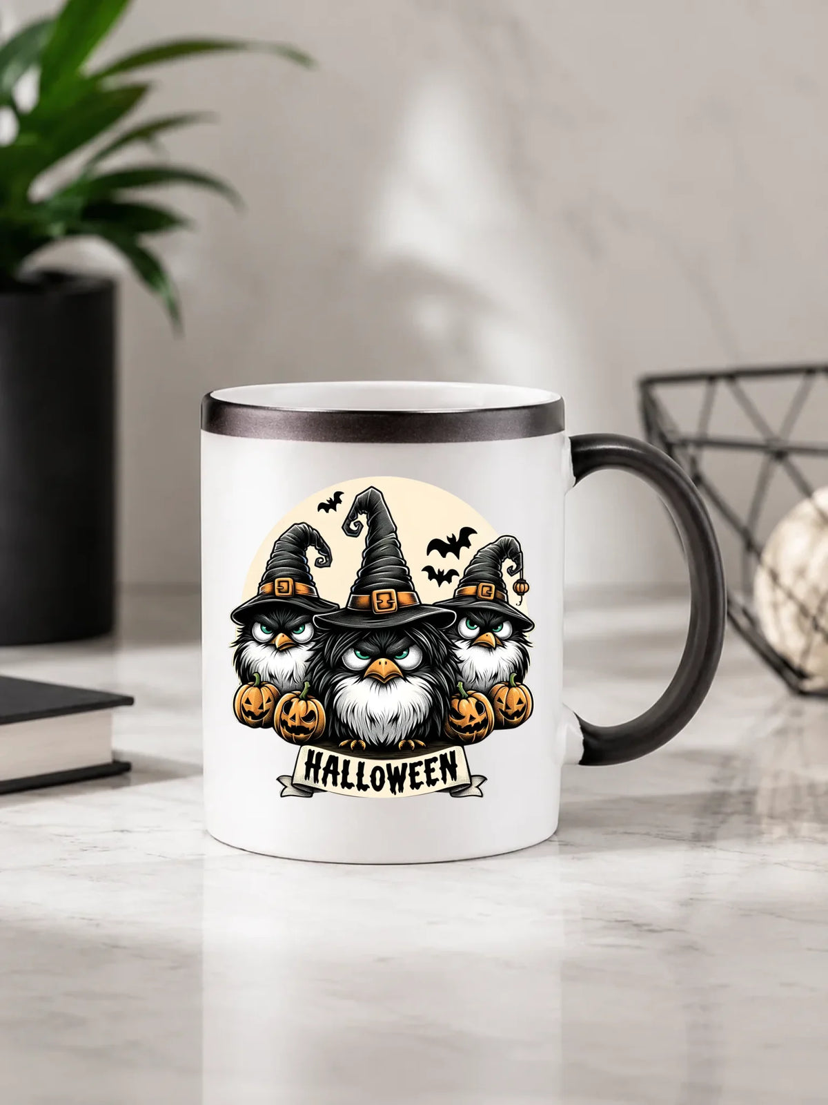 Kubek magiczny na Halloween - Upiorne sowy wiedźmy HL15