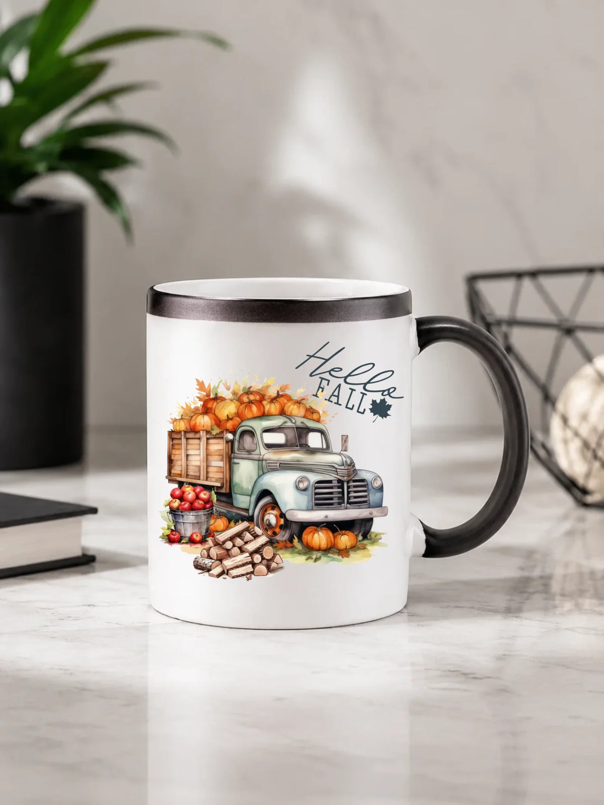 Kubek magiczny jesienny – Hello Fall ciężarówka z dyniami JS08