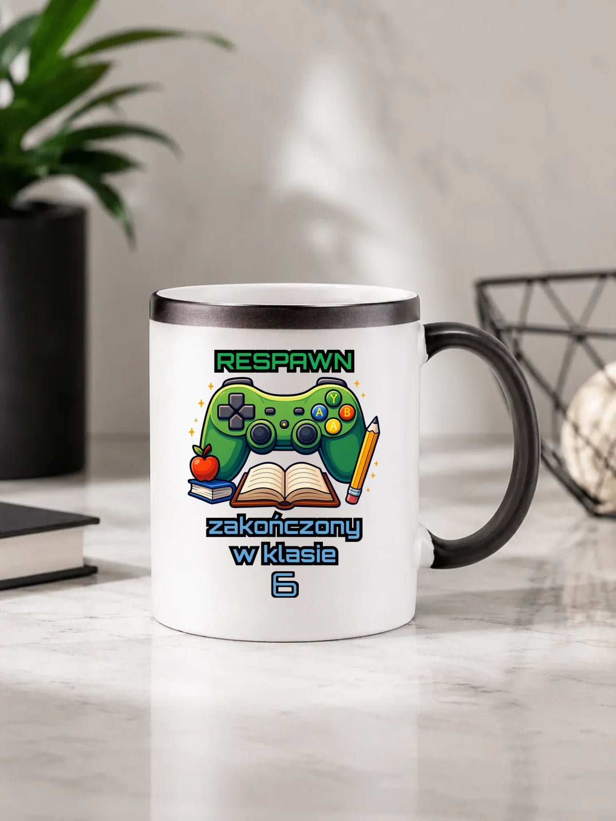 Kubek magiczny szkolny - Respawn - gamer do szkoły - personalizowany SZ18