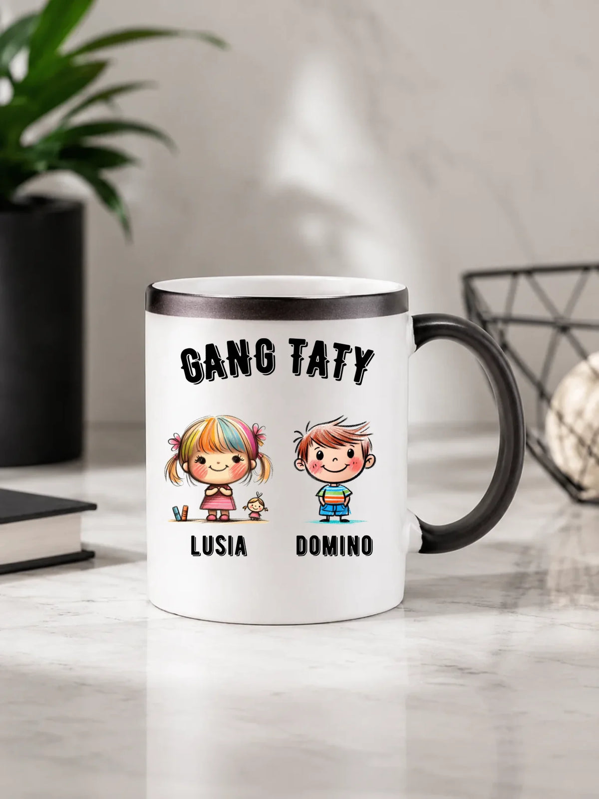 Kubek magiczny dla taty z imionami dzieci - Gang taty - personalizowany DT09