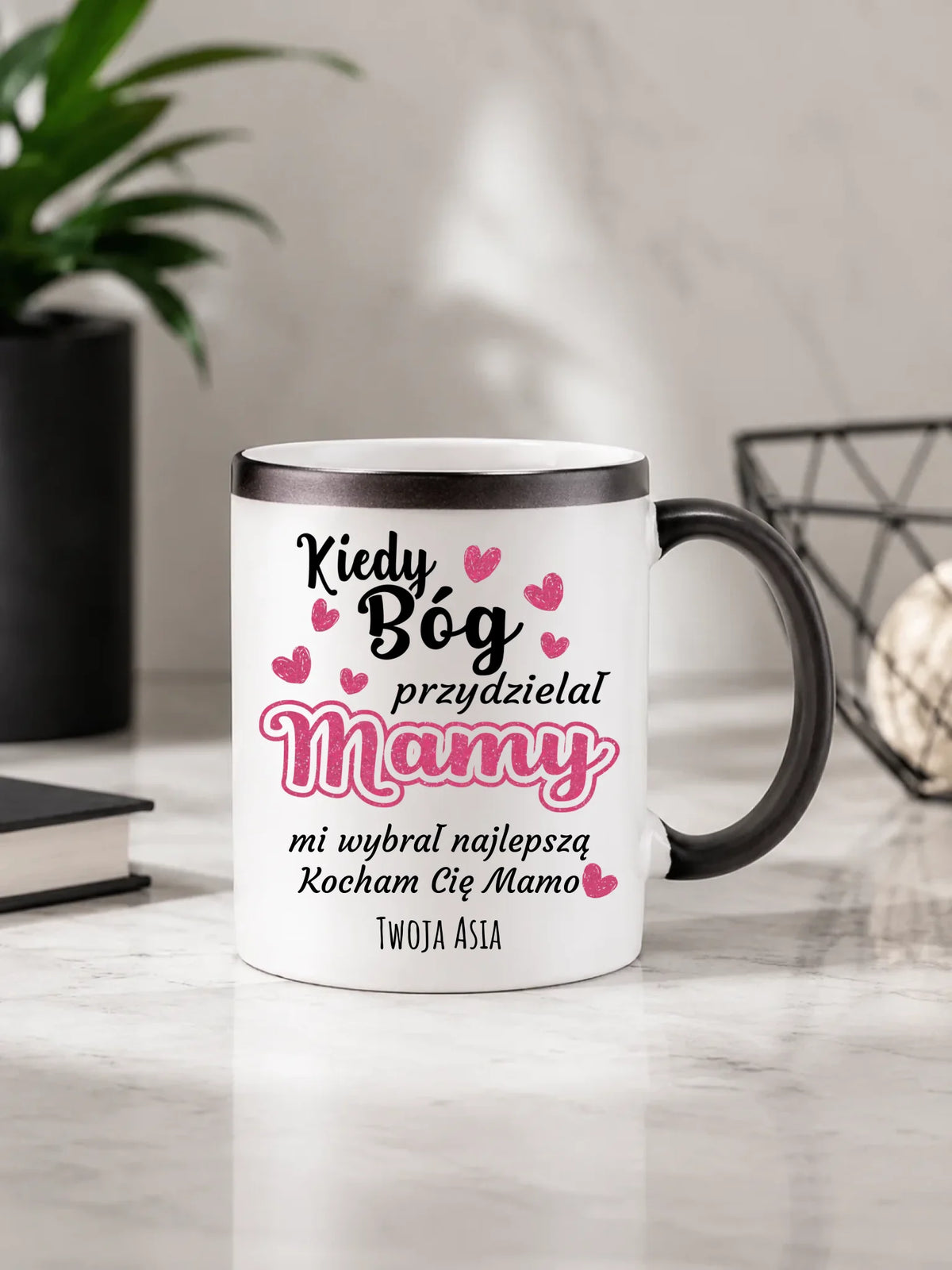 Kubek magiczny dla mamy - Kiedy Bóg przydzielał mamy - personalizowany DM01