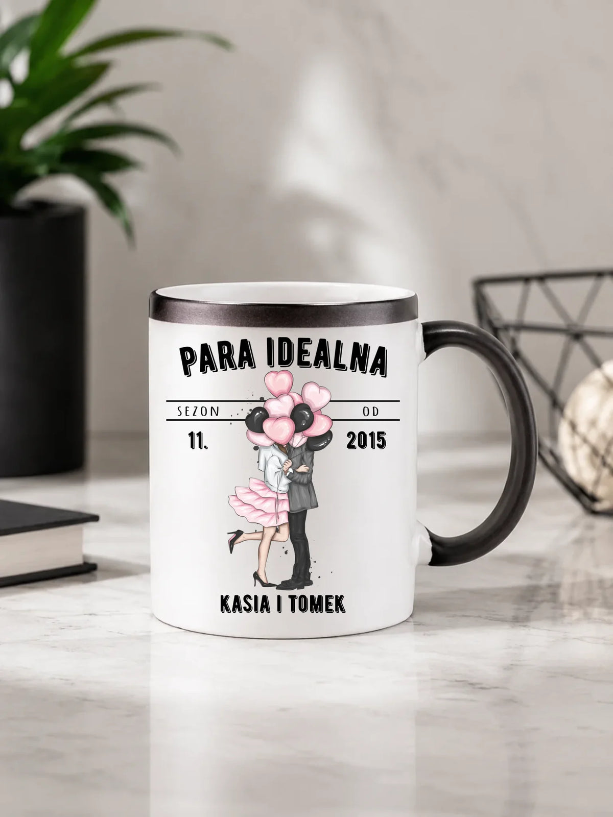 Kubek magiczny dla par na rocznicę - Para idealna - personalizowany W11